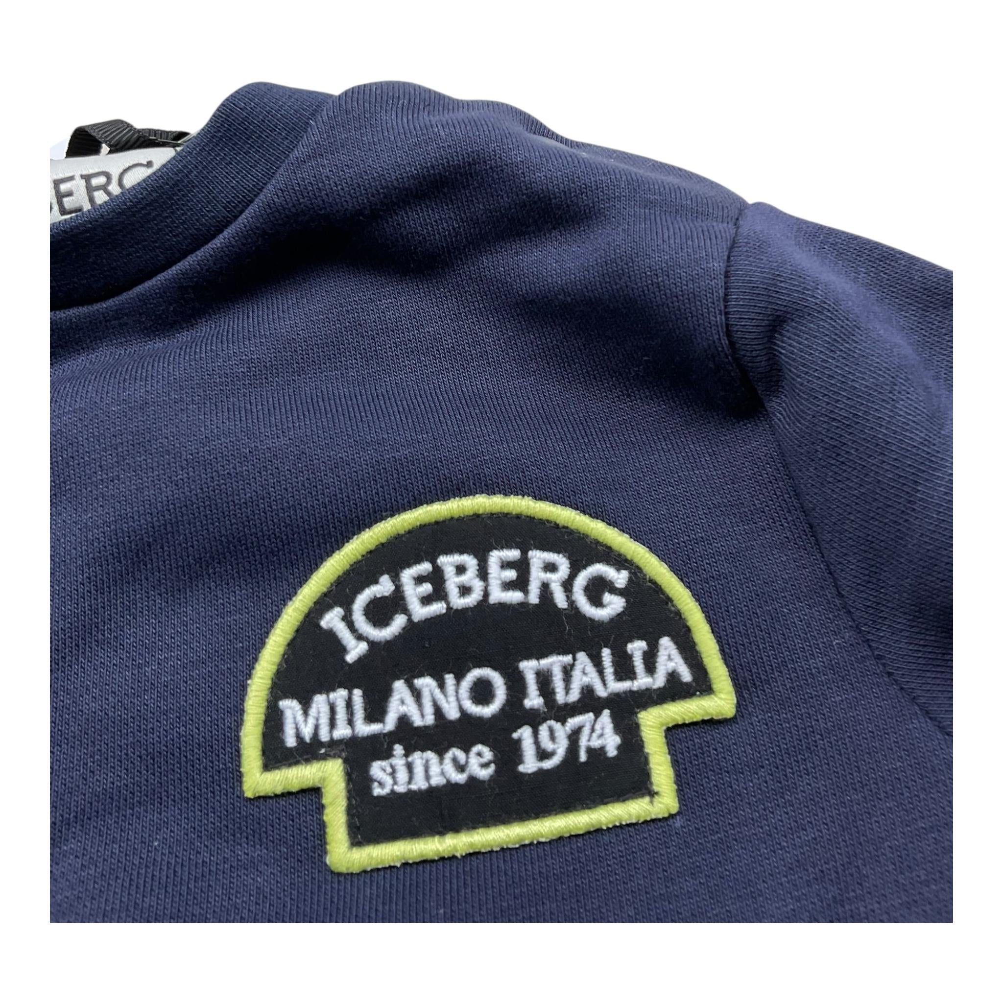 ICEBERG felpa girocollo tinta unita con stampa Blu per Neonato MFICE5321B BLU ICEBERG