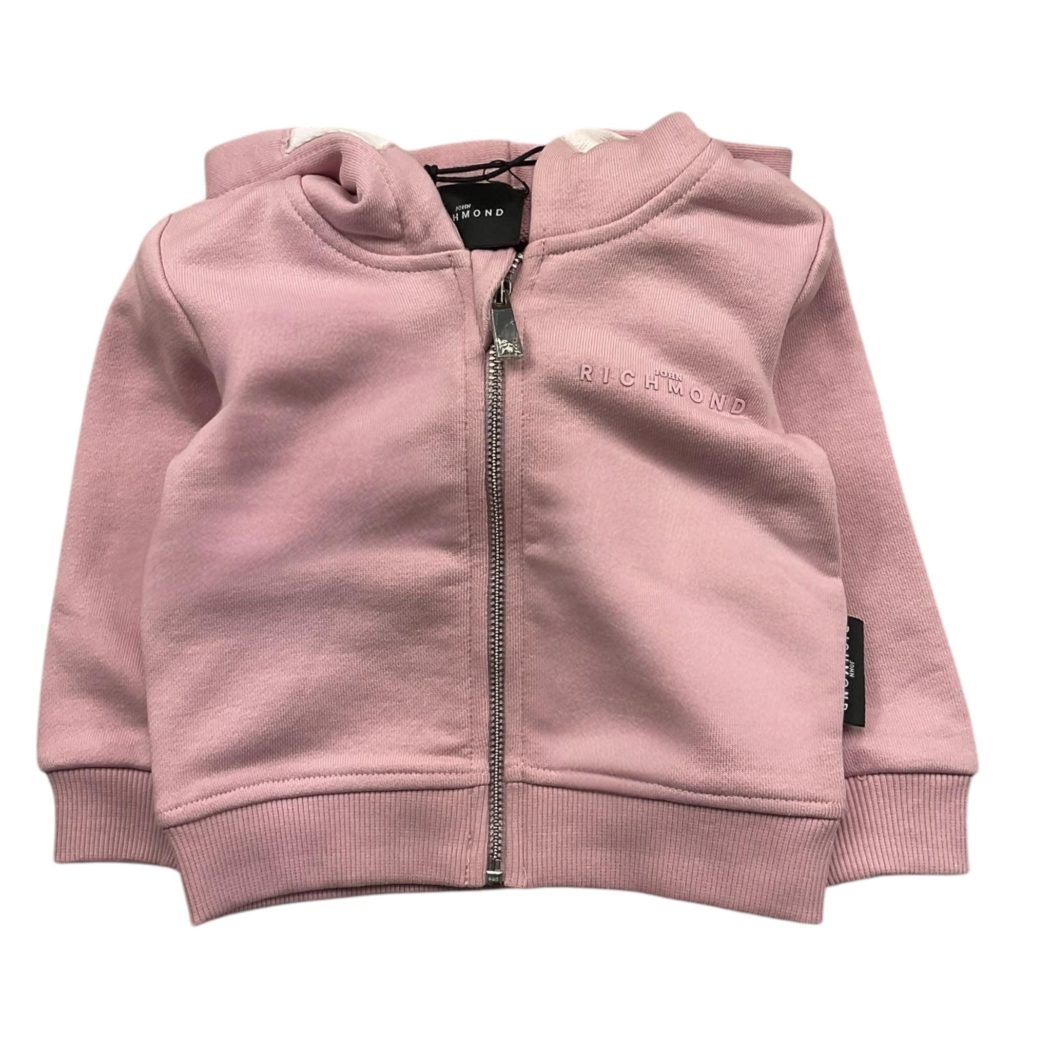 JOHN RICHMOND felpa tinta unita con zip e cappuccio Rosa per Neonata RIA25025FE ROSA JOHN RICHMOND