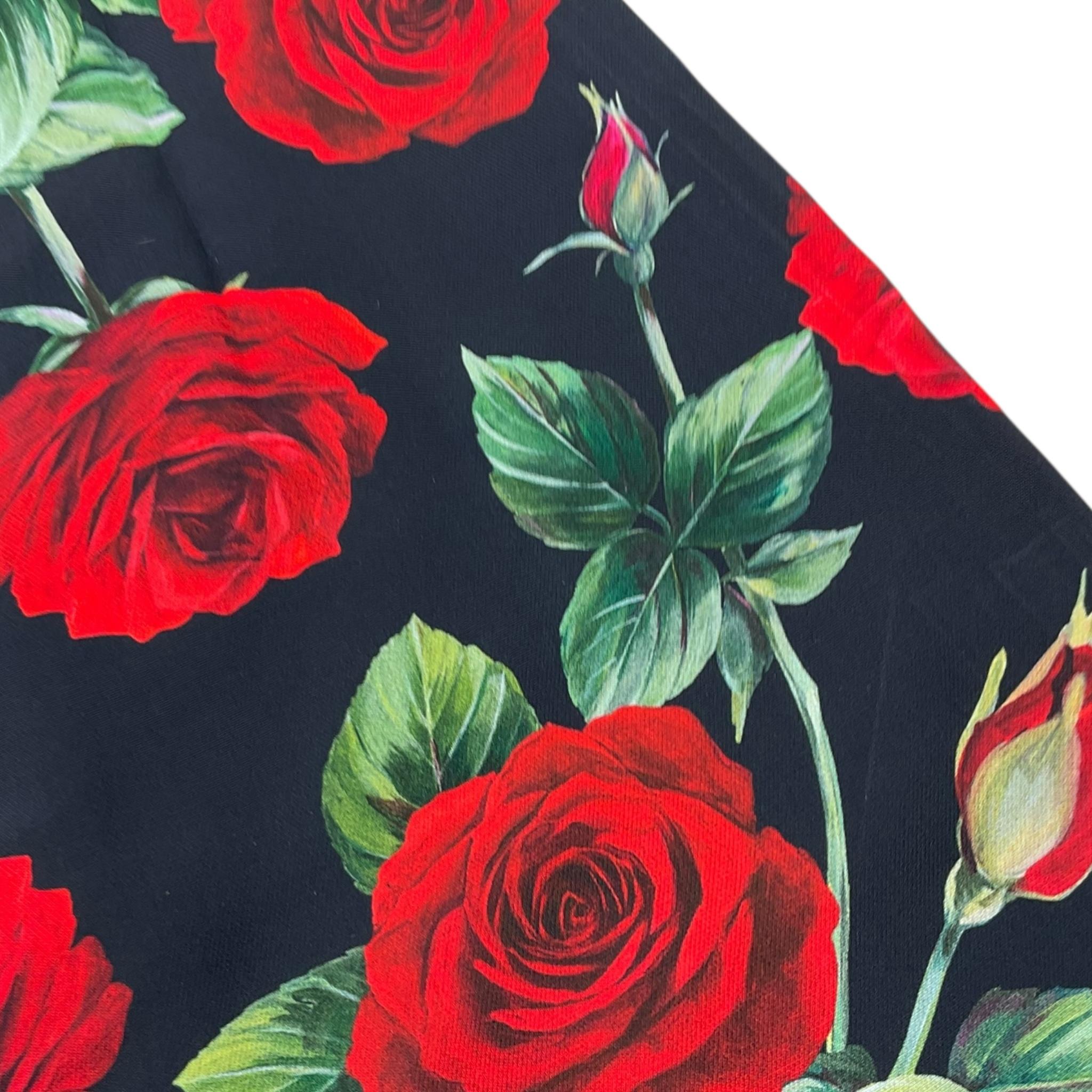 DOLCE & GABBANA abito giromanica tinta unita con stampa rose Nero per Bambina L52DX5 NERO DOLCE & GABBANA