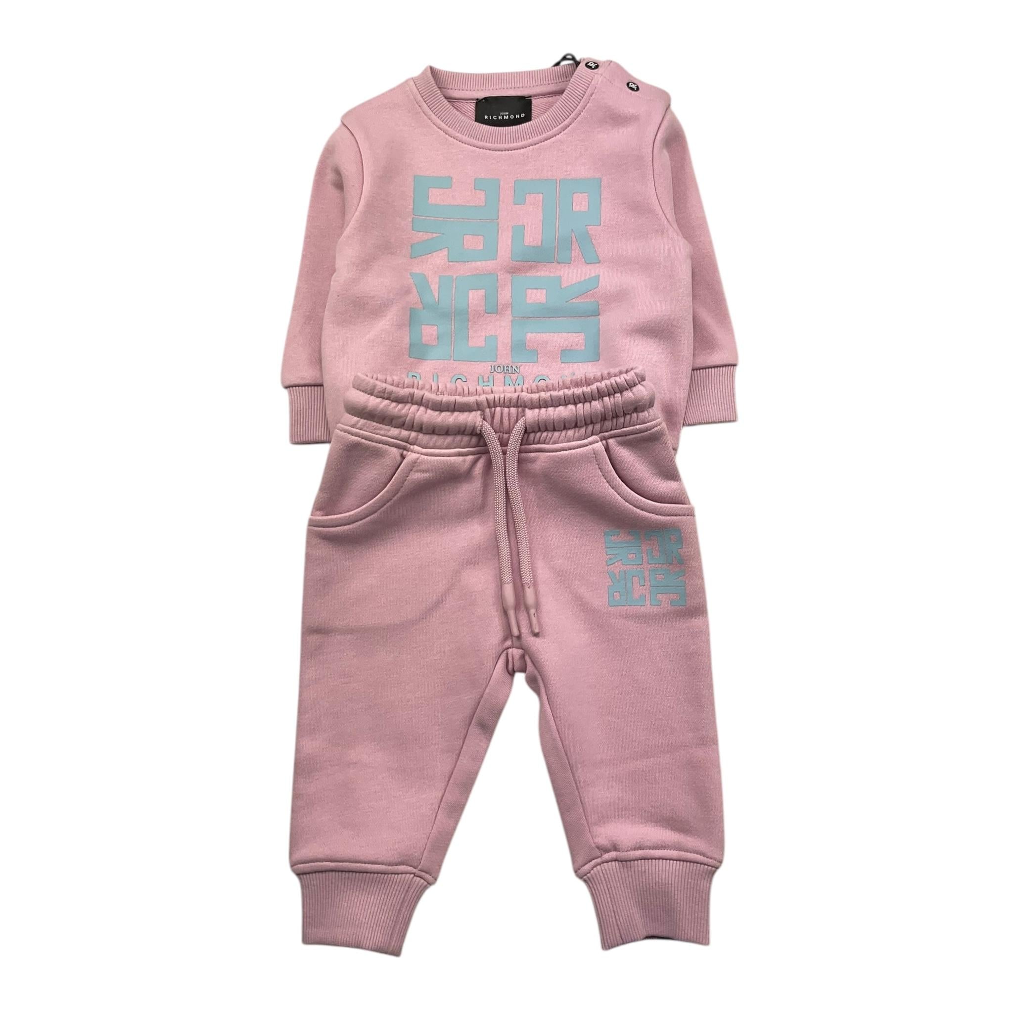 JOHN RICHMOND completo 2pz felpa-pantalone tinta unita con stampa Rosa per Neonata RIA25087CF ROSA JOHN RICHMOND