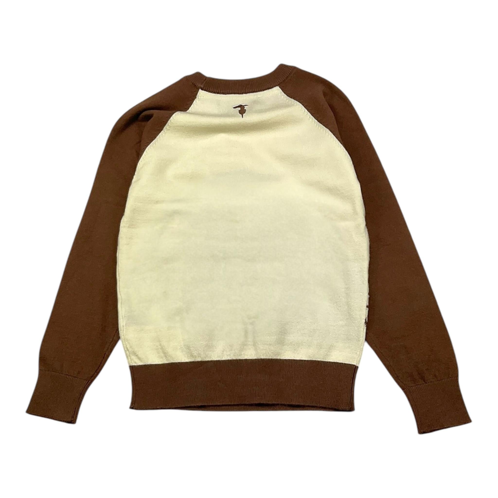 TRUSSARDI maglia girocollo tinta unita con maniche in contrasto Panna per Bambino TBA25030MA PANNA TRUSSARDI