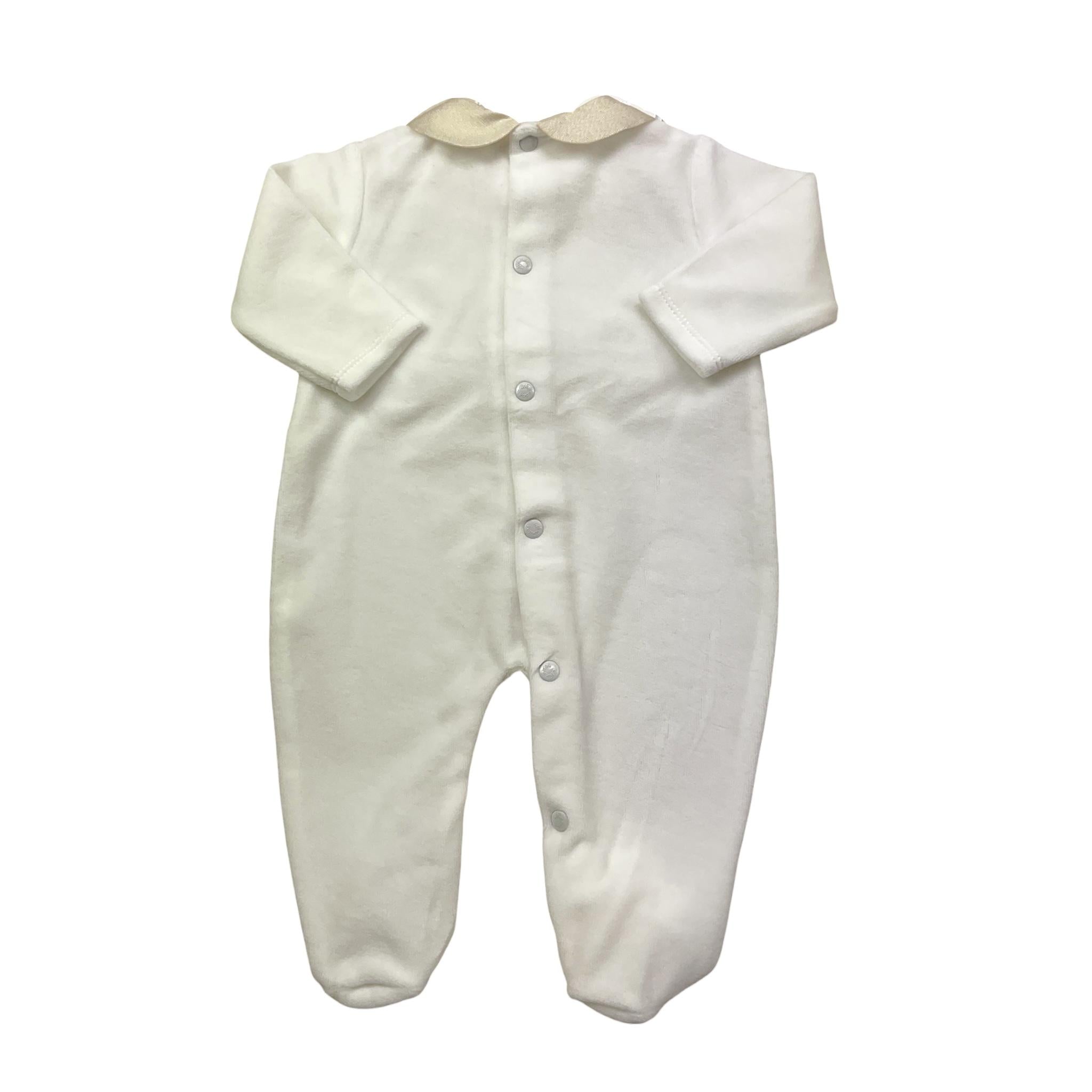 NINNAOH tutina bicolore con fantasia e fiocco Bianco per Neonata I2374T BIANCO NINNAOH