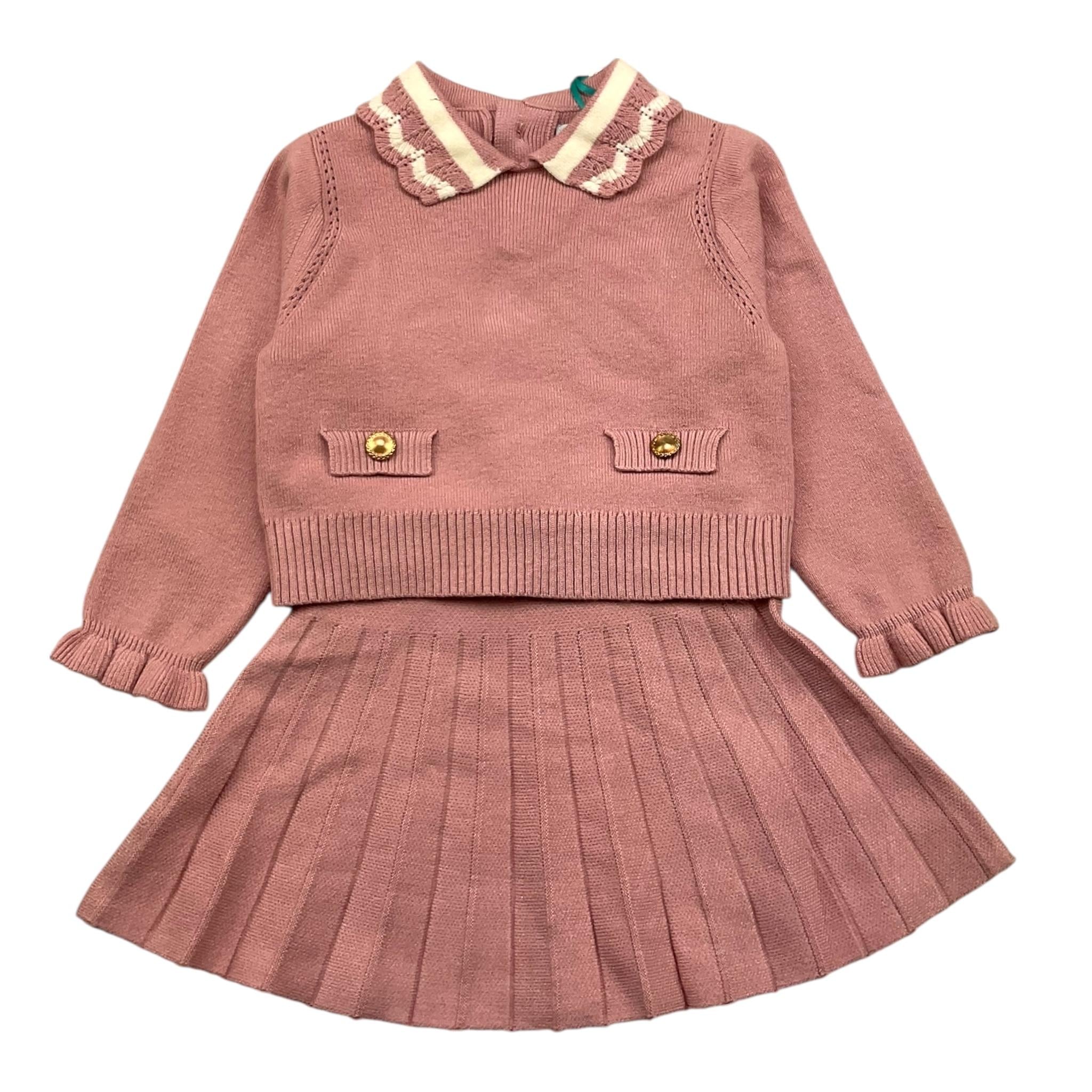 ABEL & LULA completo 2 pezzi maglia-gonna tinta unita Rosa per Neonata 5516 ROSA ABEL & LULA