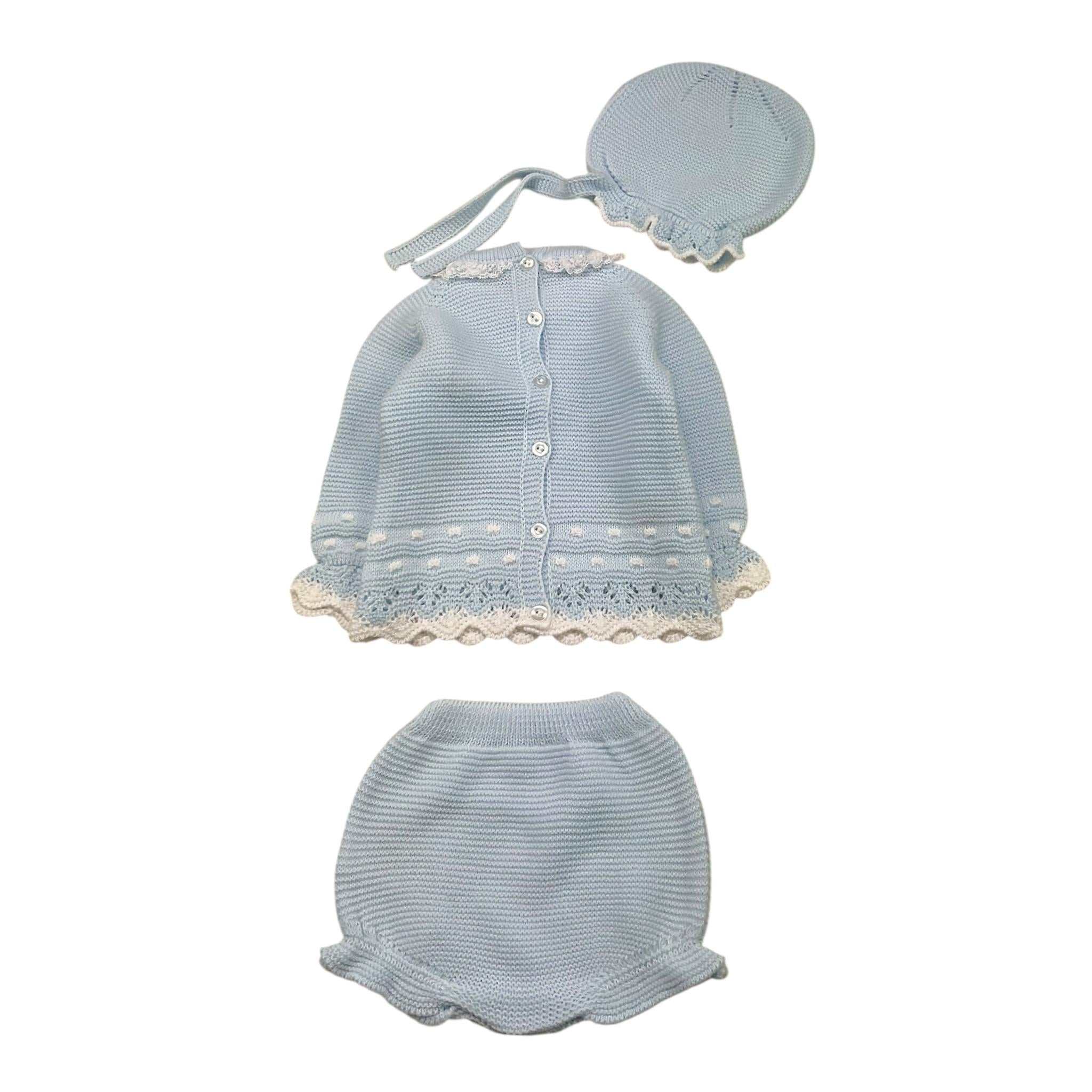 JULIANA completo 3pz maglia-cappello-coulotte Azzurro per Neonata 24574 AZZURRO JULIANA