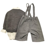 BARCELLINO completo 4 pezzi camicia-cardigan-papillon-pantalone con bretelle Grigio per Neonata 115910 GRIGIO BARCELLINO