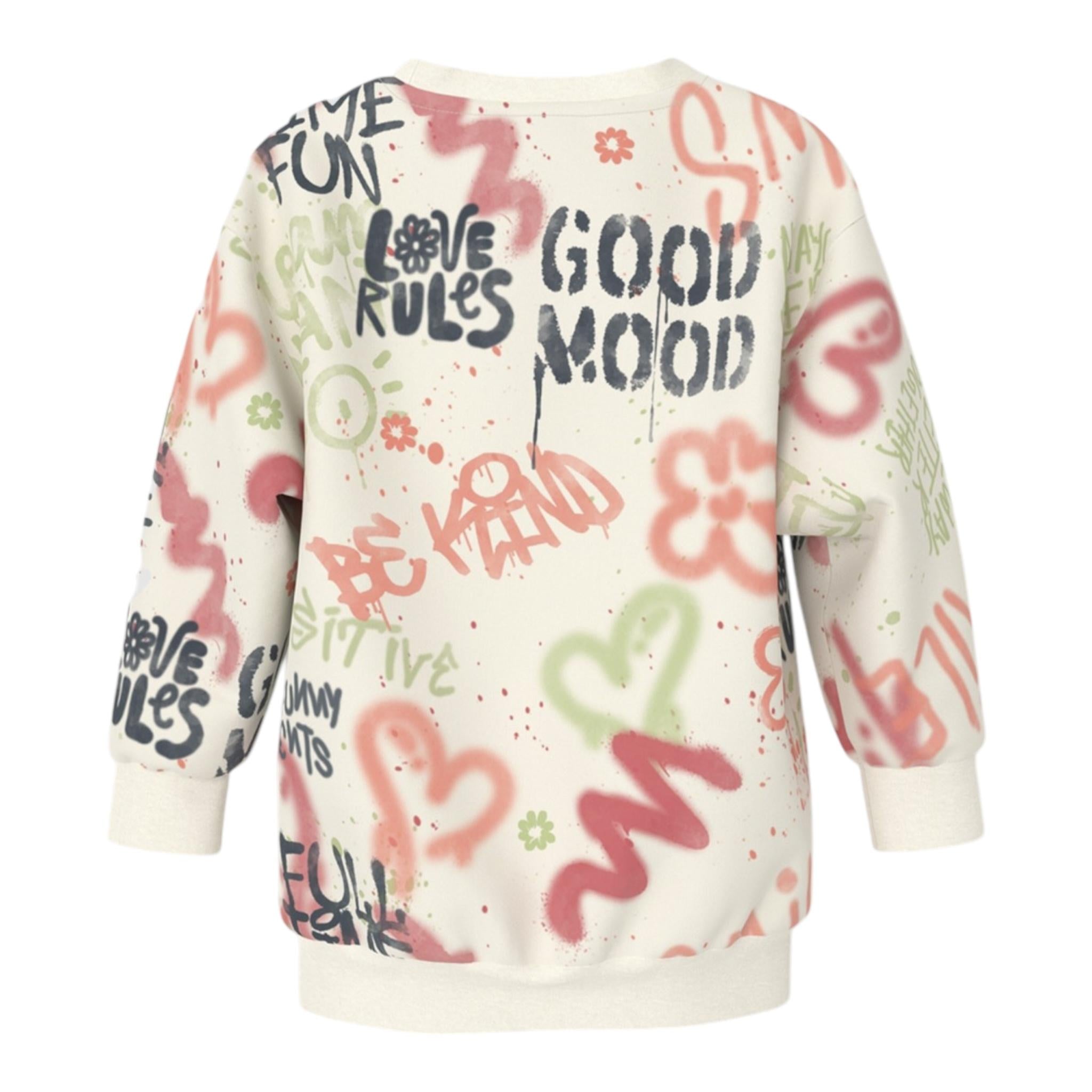 NAME IT abito tinta unita modello felpa con stampa Panna per Bambina 13233043 PANNA NAME IT