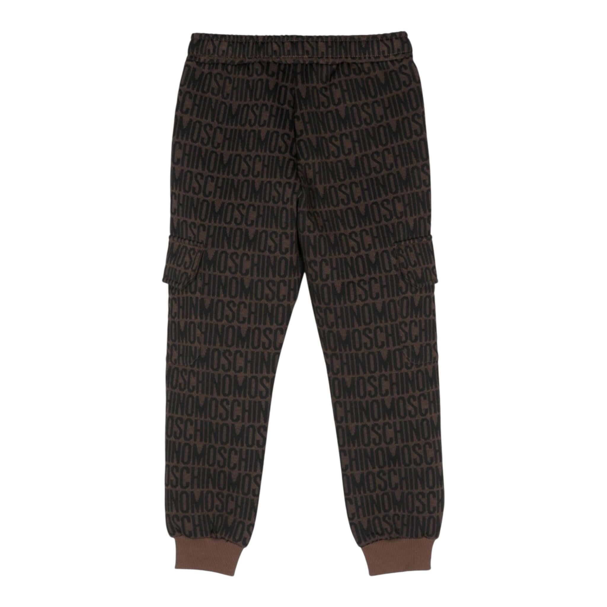 MOSCHINO pantalone tuta tinta unita con stampe logo Marrone per Bambino HUP07R MARRONE MOSCHINO