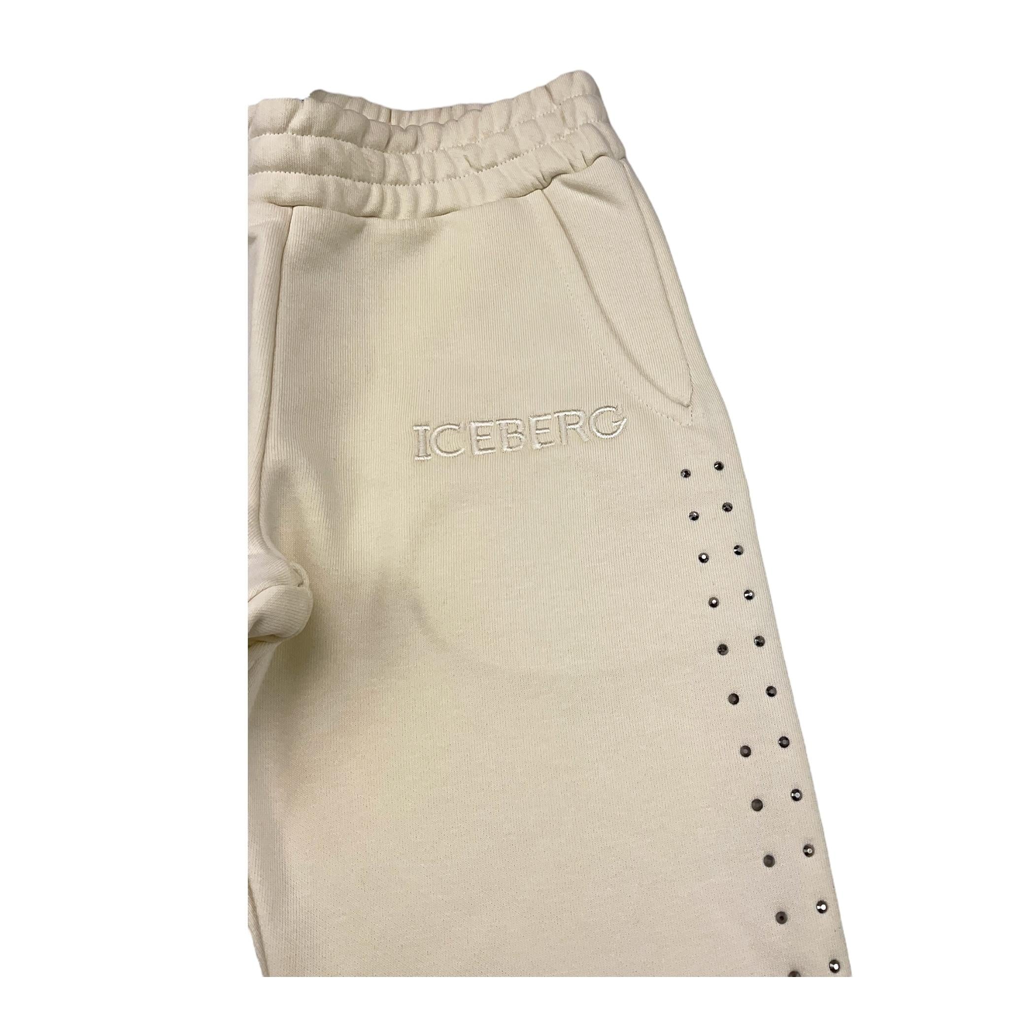 ICEBERG pantalone tuta tinta unita con brillantini Avorio per Bambina PFICE5353J AVORIO ICEBERG