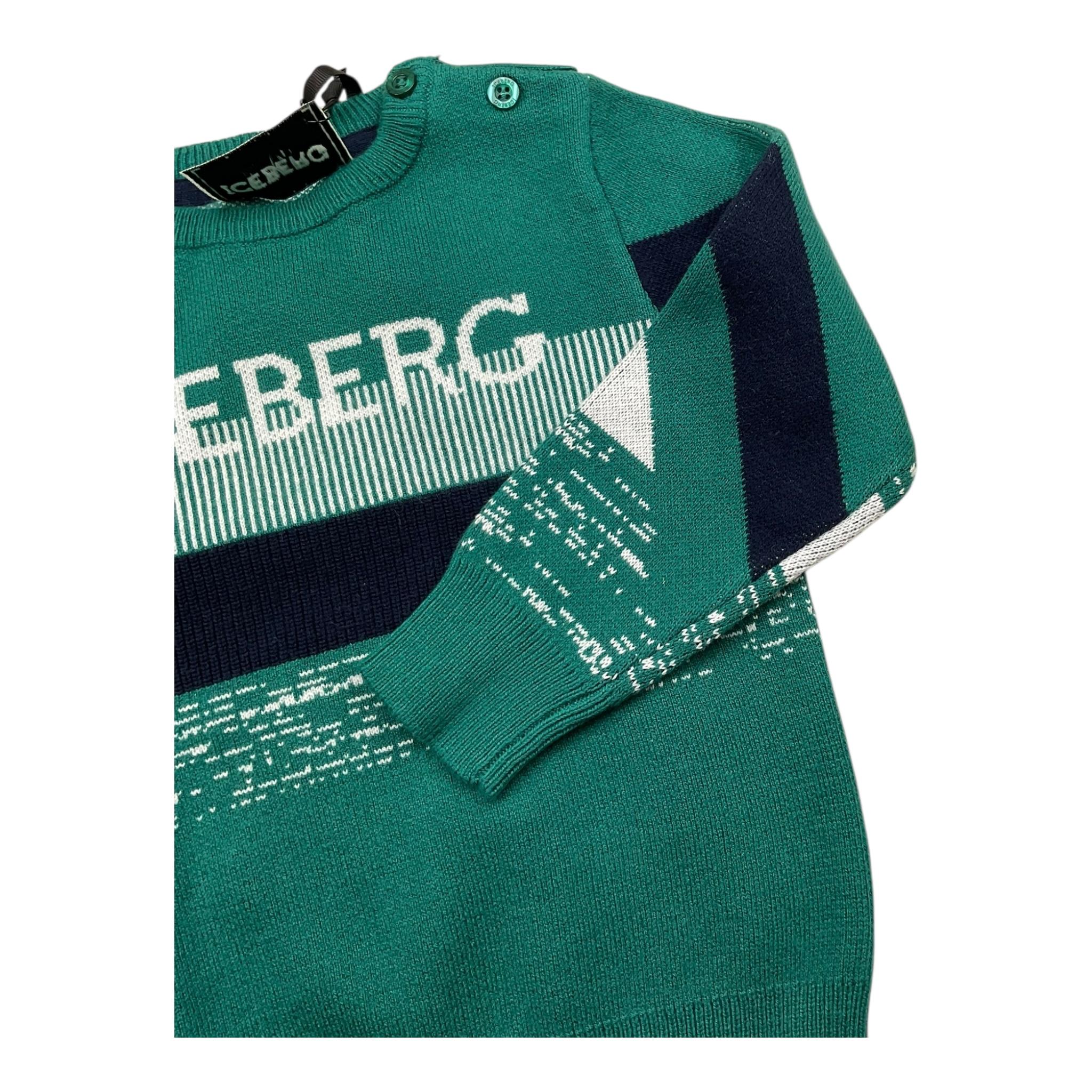 ICEBERG maglia girocollo tinta unita con stampe in contrasto Verde per Bambino MGICE5301BX VERDE ICEBERG
