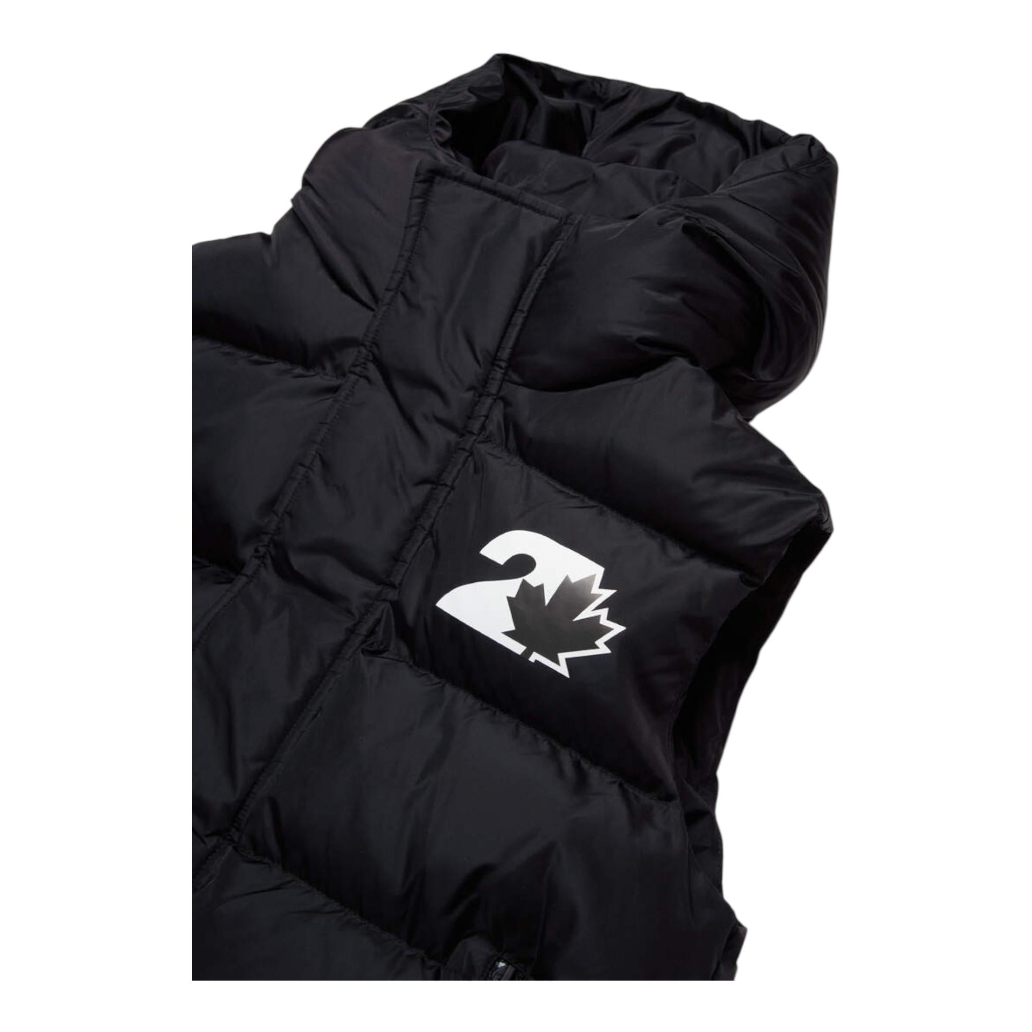 DSQUARED2 smanicato tinta unita con cappuccio e stampa logo Nero per Bambino DQ2448 NERO DSQUARED2