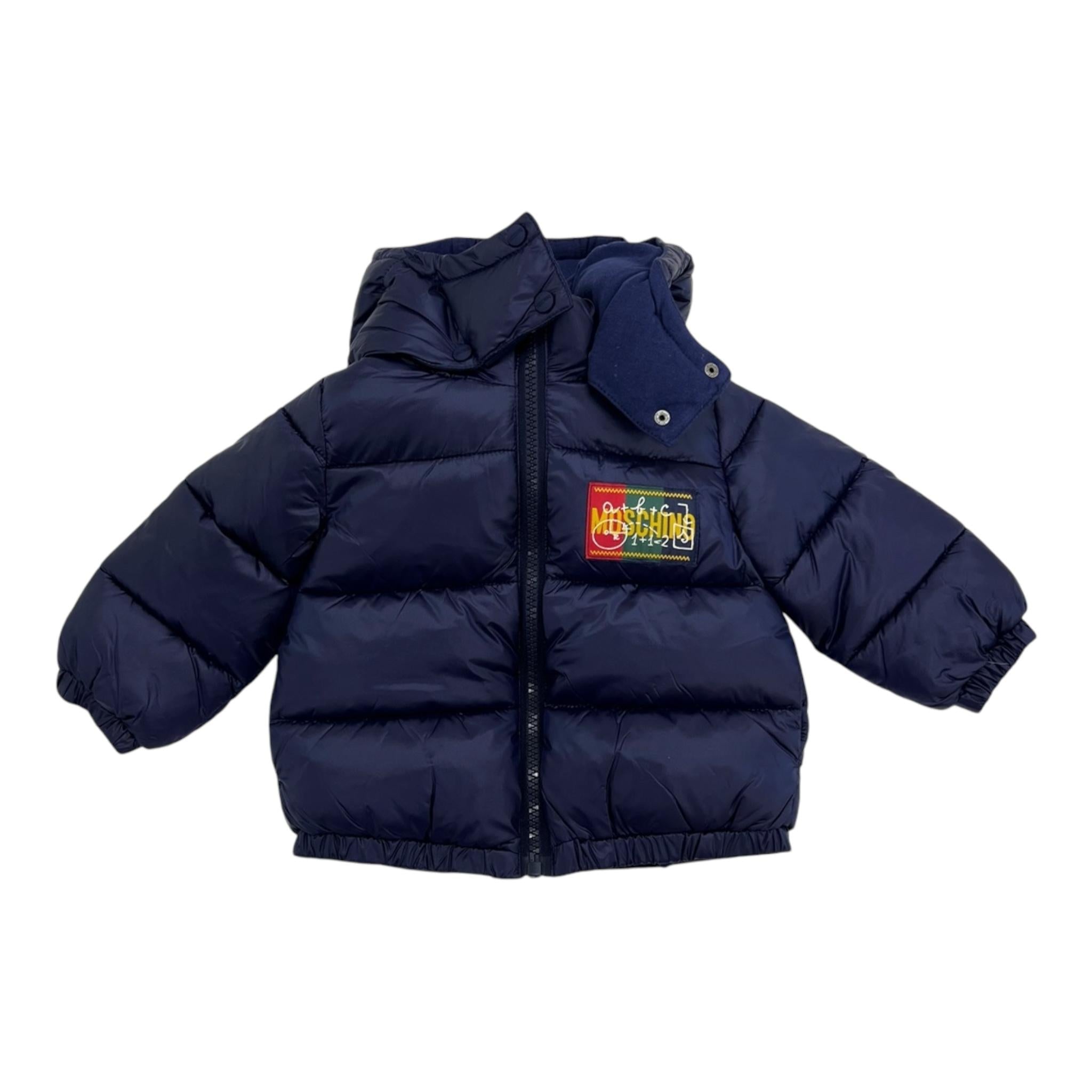 MOSCHINO giubbino tinta unita con zip e cappuccio Blu per Bambino HMS043 BLU MOSCHINO