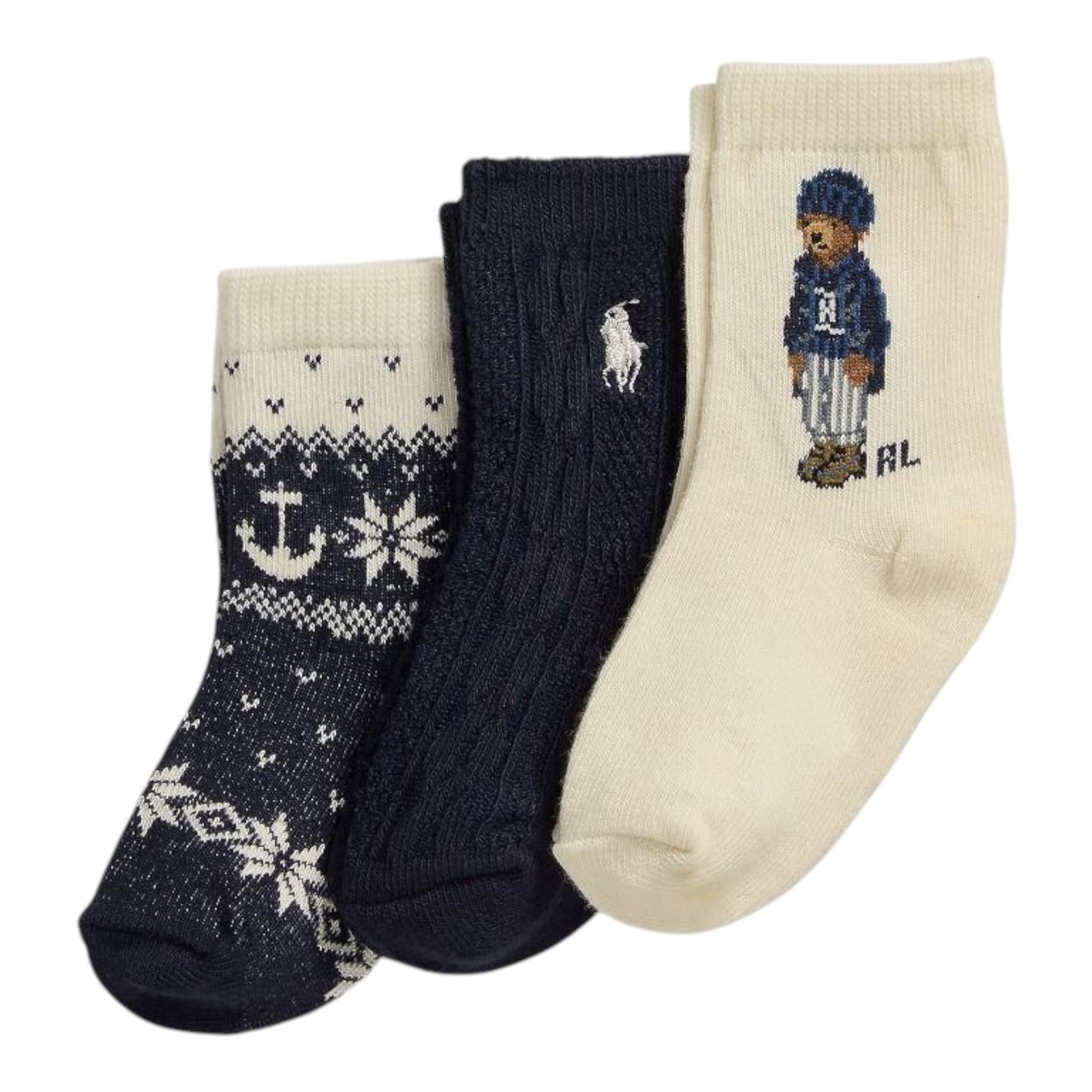 RALPH LAUREN set 3 paia calzini tricolor Multicolor per Neonato 108622 MULTICOLOR RALPH LAUREN