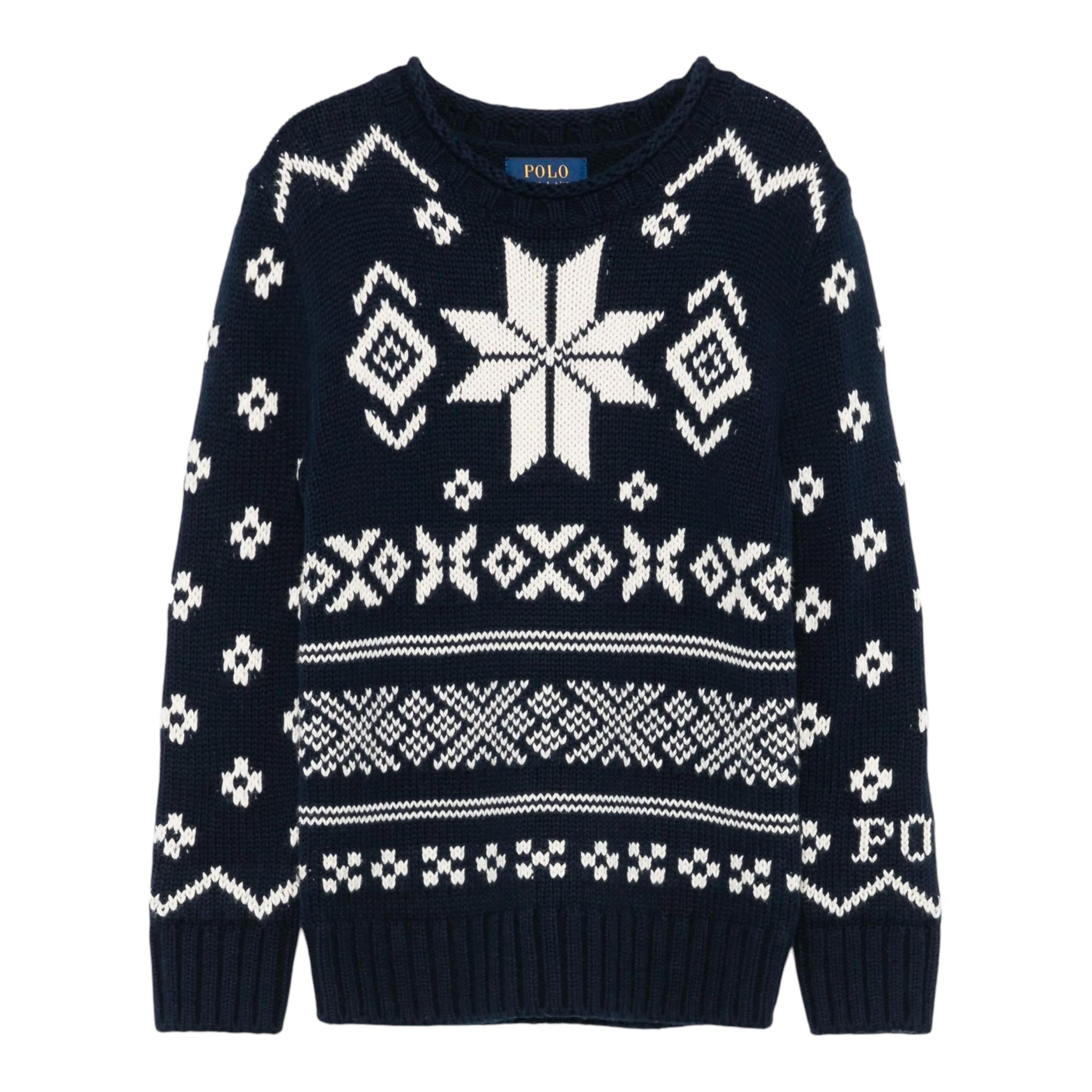 RALPH LAUREN maglia girocollo tinta unita con stampe in contrasto Blu per Bambino 322951432001 BLU RALPH LAUREN
