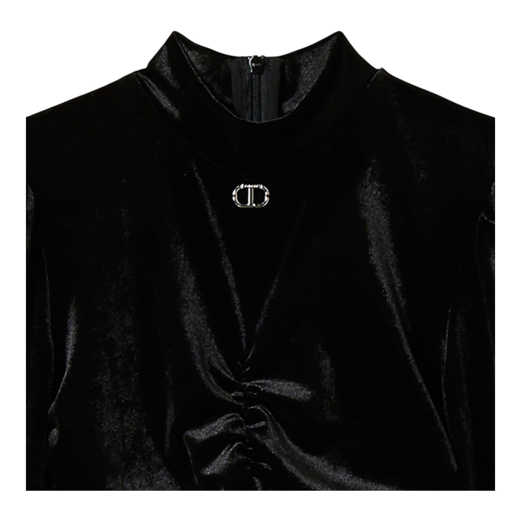 TWINSET abito tinta unita in velluto Nero per Bambina 242GJ2100 NERO TWINSET