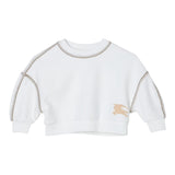 BURBERRY felpa chiusa girocollo tinta unita con stampa in contrasto Panna per Bambina 8083196 PANNA BURBERRY