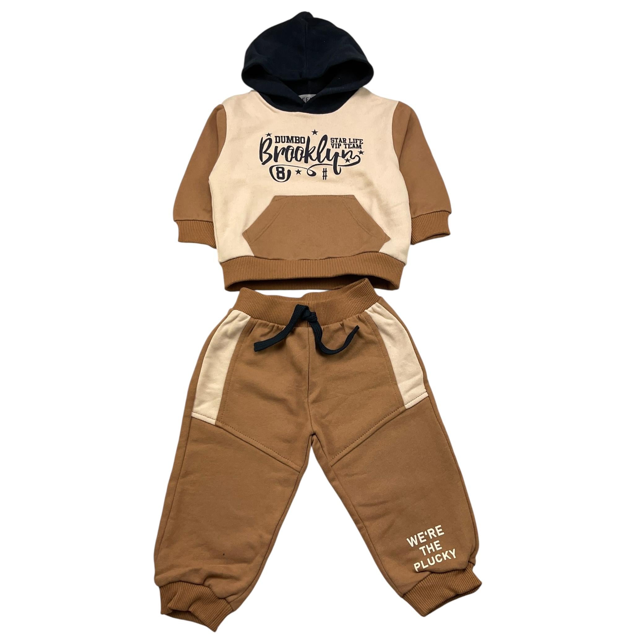 PLEASE completo 2 pezzi felpa-pantalone Marrone per Neonato KT22040B65 MARRONE PLEASE