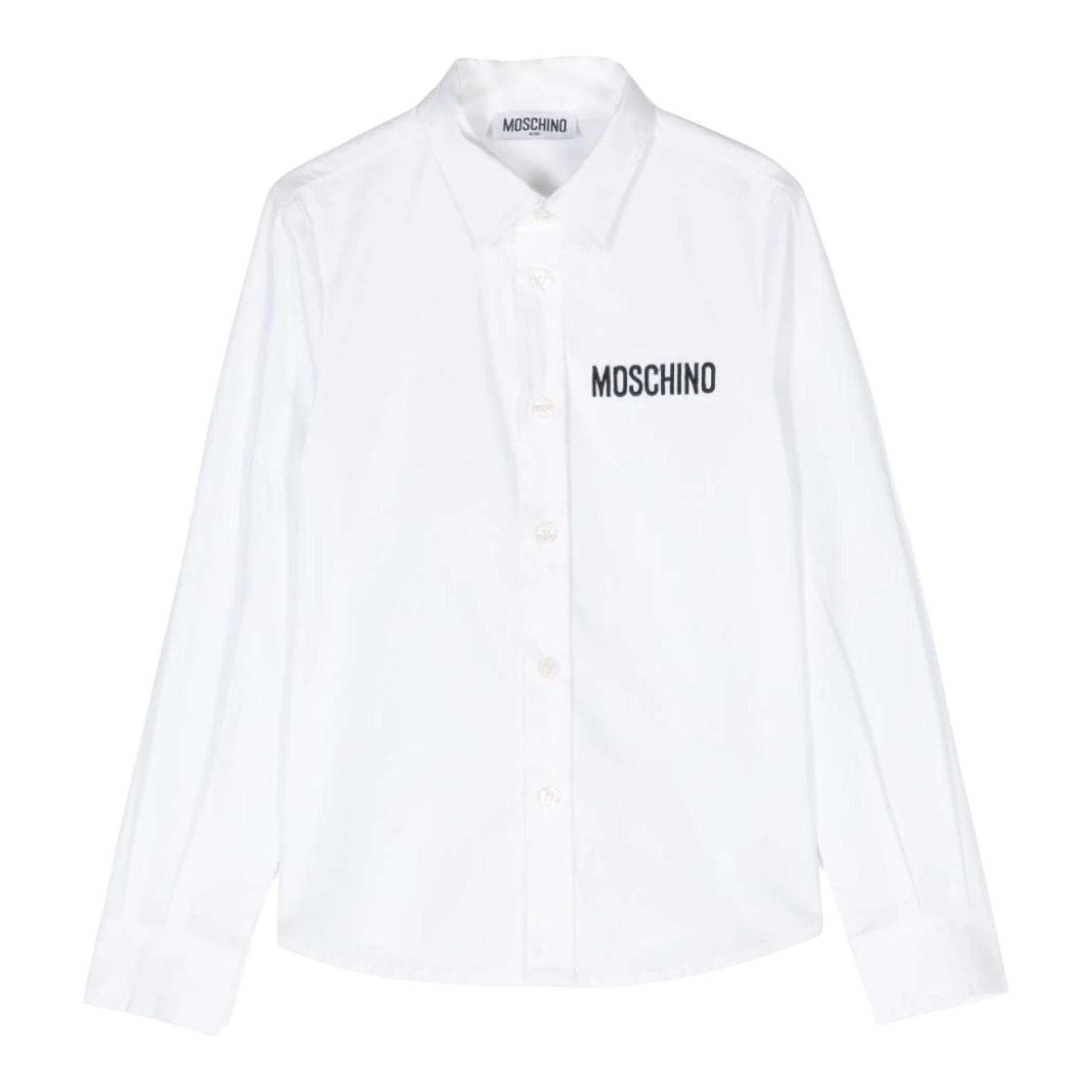 MOSCHINO camicia manica lunga tinta unita con stampa logo Bianco per Bambino HDC01X BIANCO MOSCHINO
