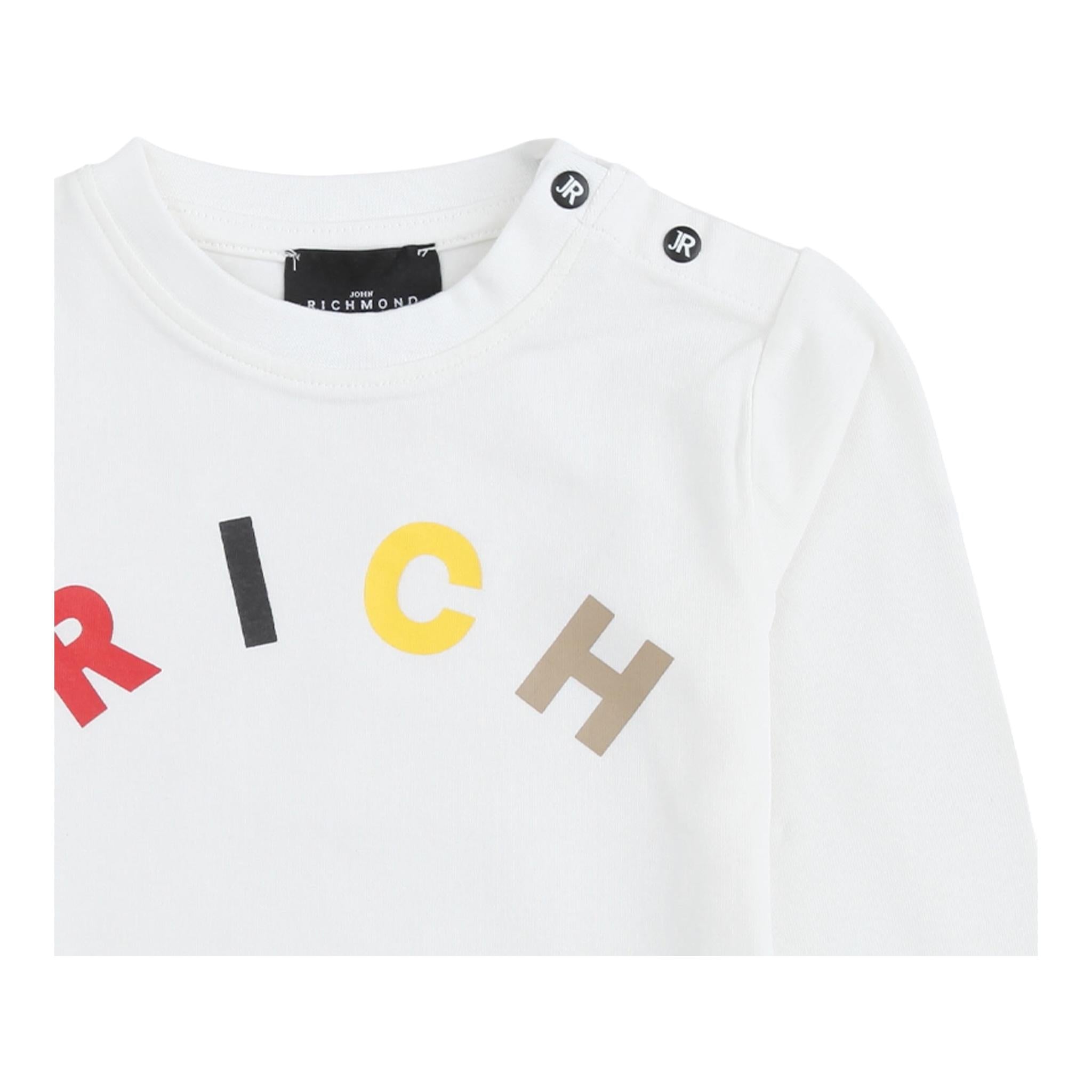 JOHN RICHMOND shirt girocollo tinta unita con stampa Bianco per Neonato RIA24066TSXX BIANCO JOHN RICHMOND