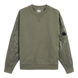 C.P. COMPANY felpa chiusa girocollo tinta unita con logo Verde per Bambino CUF00UX VERDE C.P. COMPANY