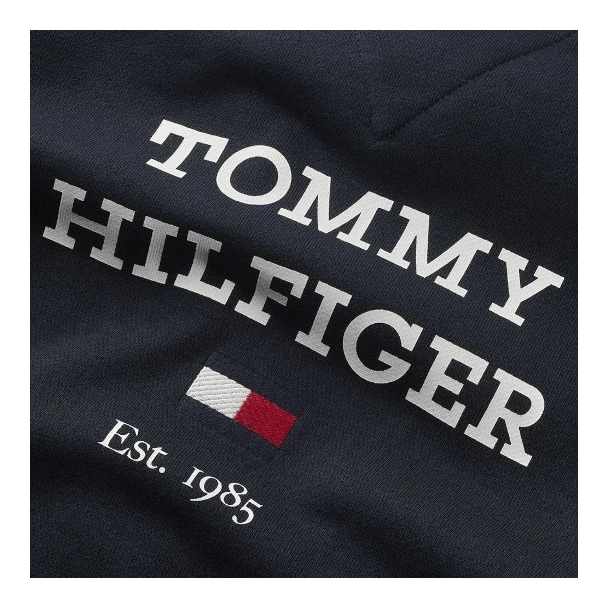 TOMMY HILFIGER felpa con zip e cappuccio tinta unita con logo Blu per Bambino KB0KB08710 BLU TOMMY HILFIGER