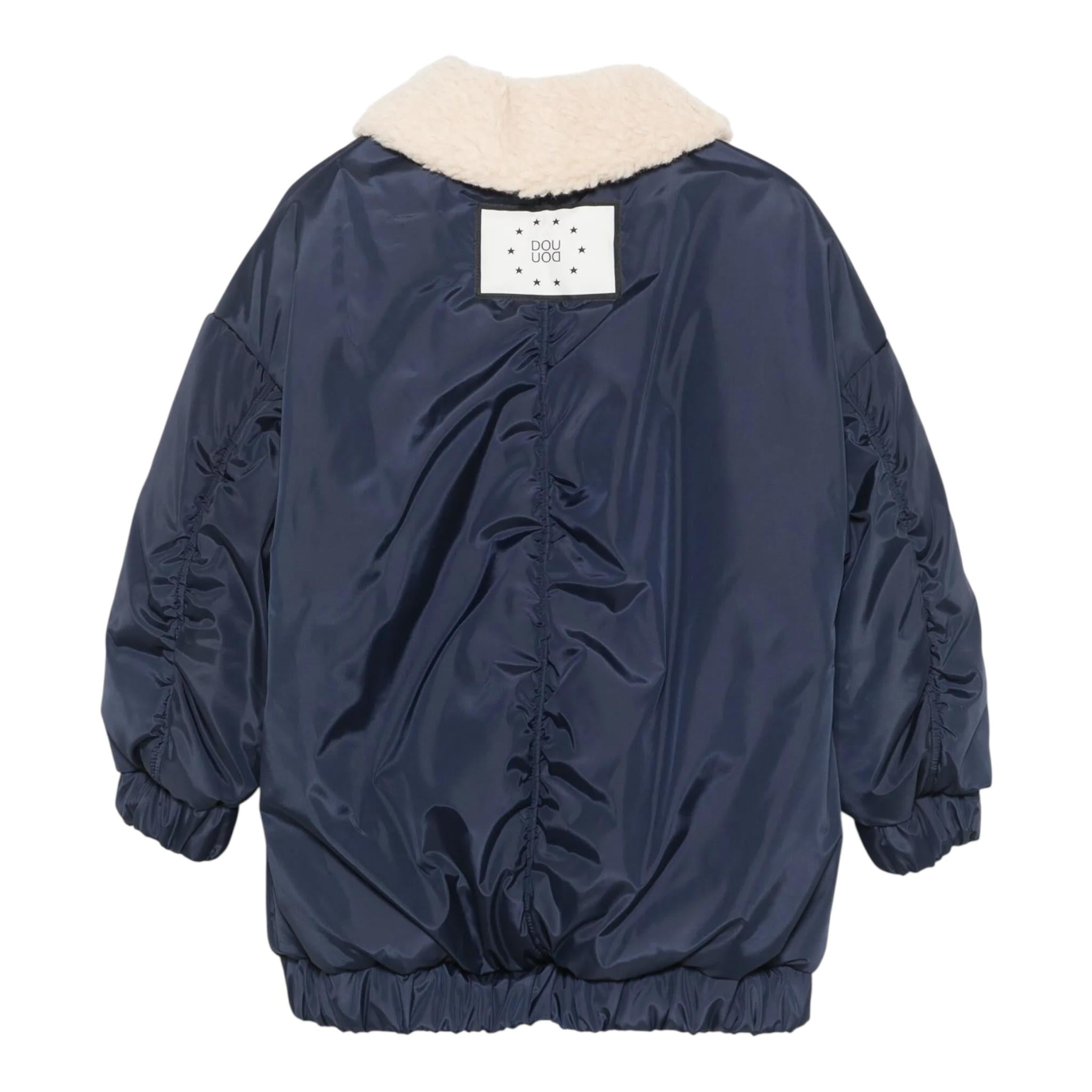 DOU DOU giubbino tinta unita con zip e pelliccia Blu per Bambino DV2P60X BLU DOU DOU