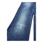 DONDUP jeans tinta unita modello palazzo con strappi Blu per Bambina DFPA226C BLU DONDUP