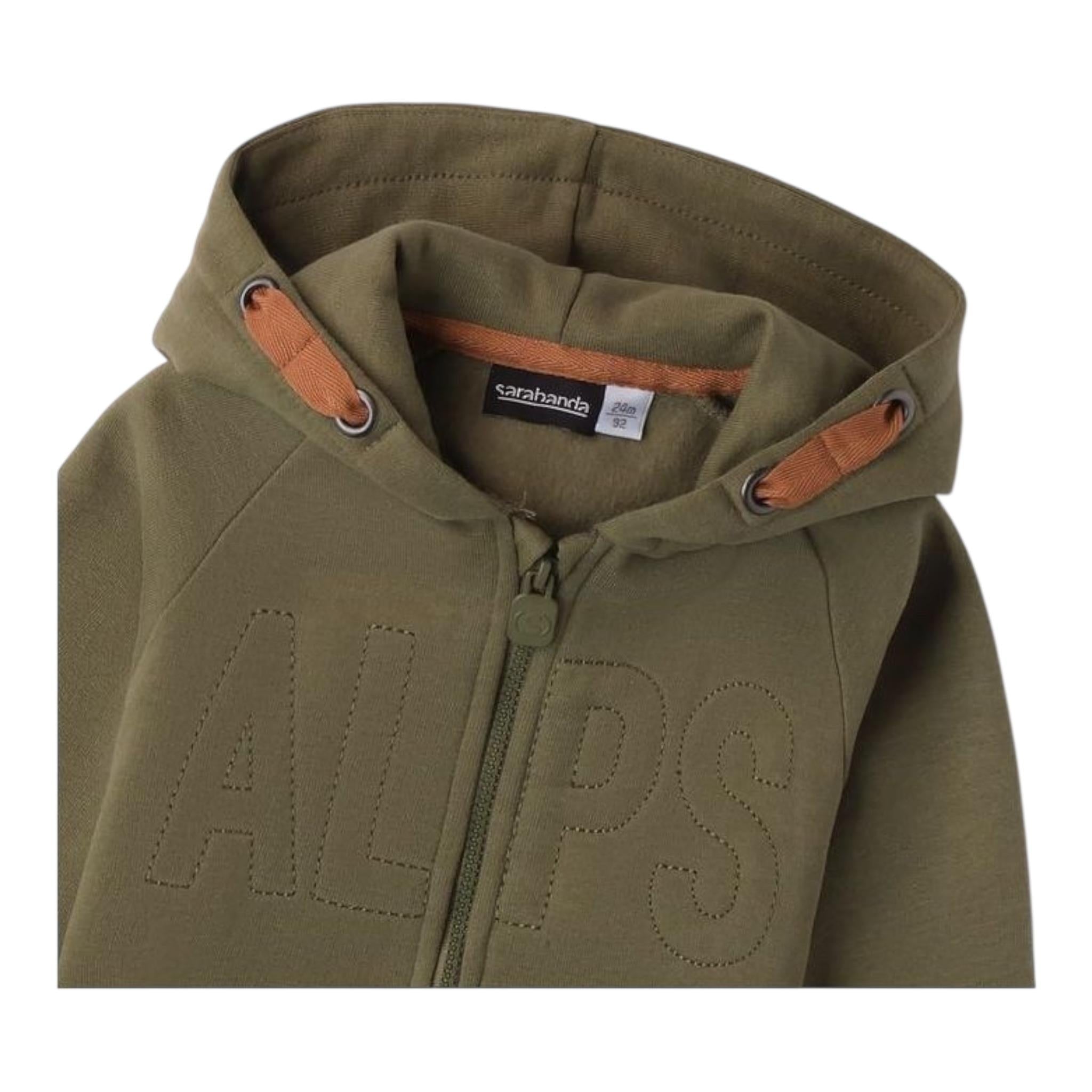 SARABANDA felpa tinta unita con cappuccio e zip Verde per Neonato 0A149 VERDE SARABANDA
