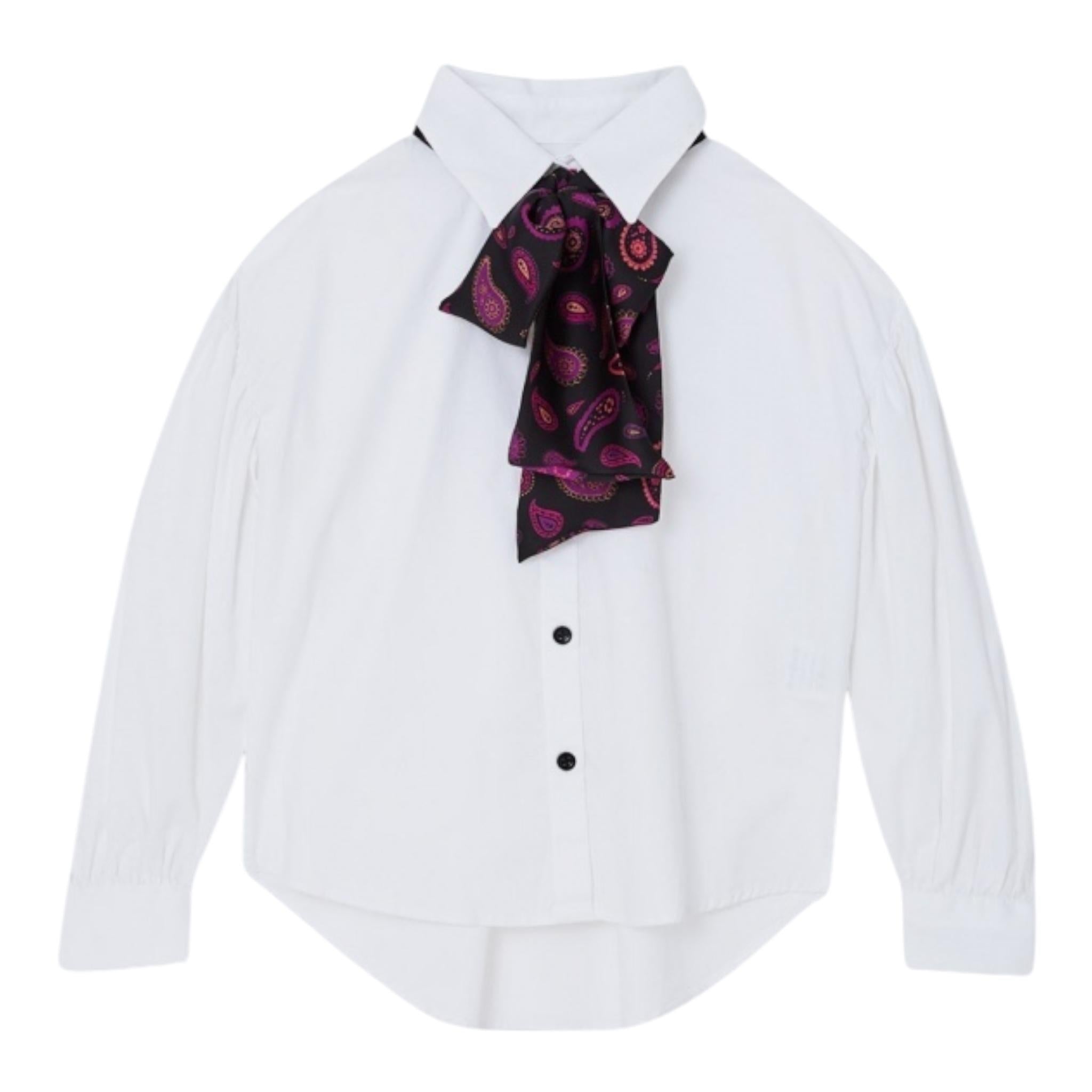 LIU JO camicia tinta unita con foulards Bianco per Bambina GF3028 BIANCO LIU JO