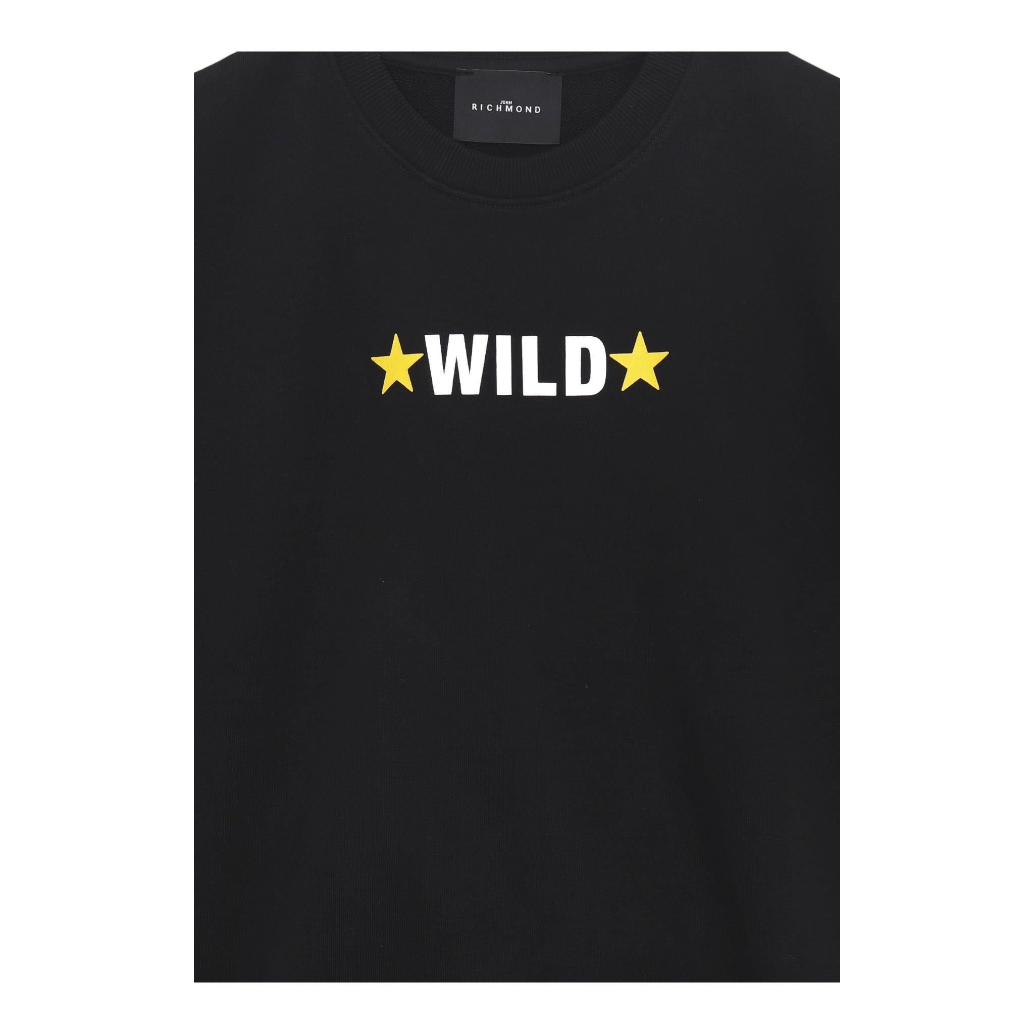 JOHN RICHMOND felpa tinta unita girocollo con stampa Nero per Bambino RBA24115FE NERO JOHN RICHMOND