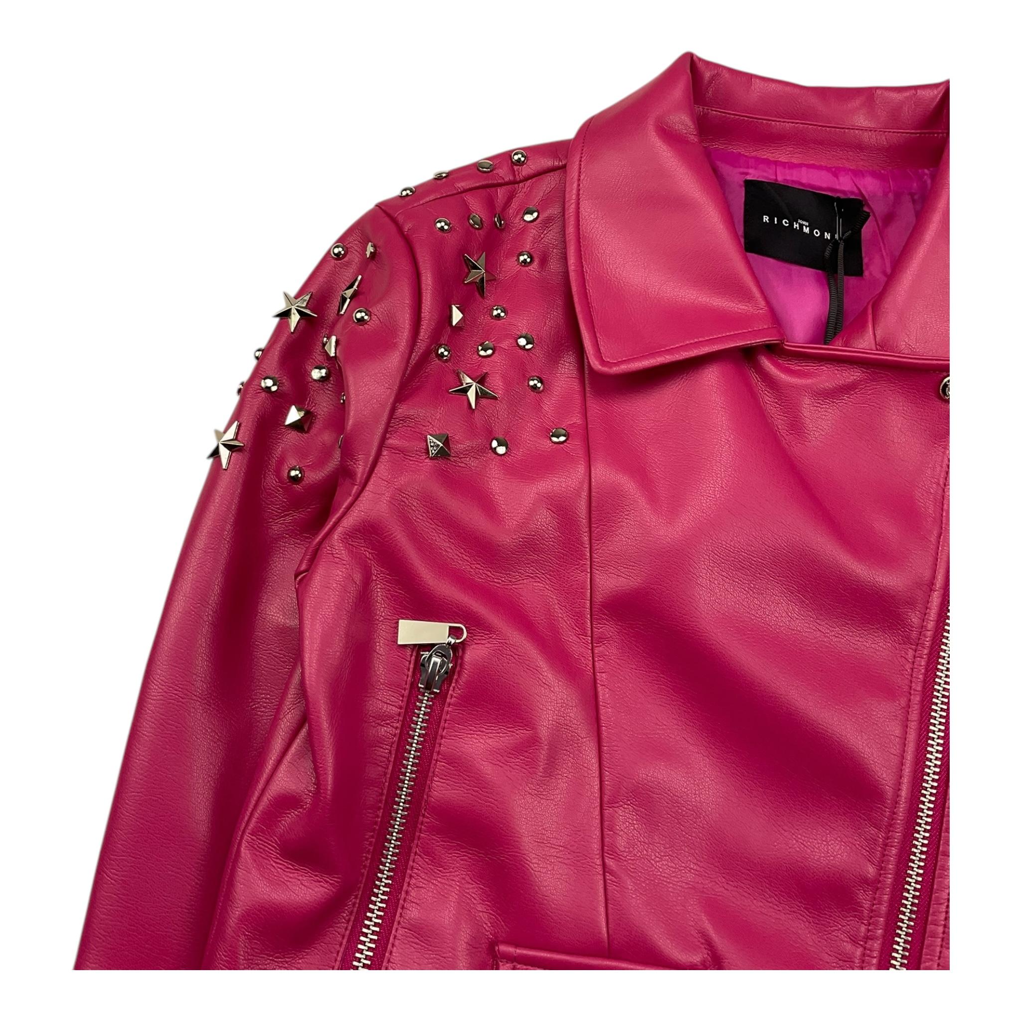 JOHN RICHMOND chiodo in ecopelle tinta unita con borchie Fuxia per Bambina RGA25202GB FUXIA JOHN RICHMOND