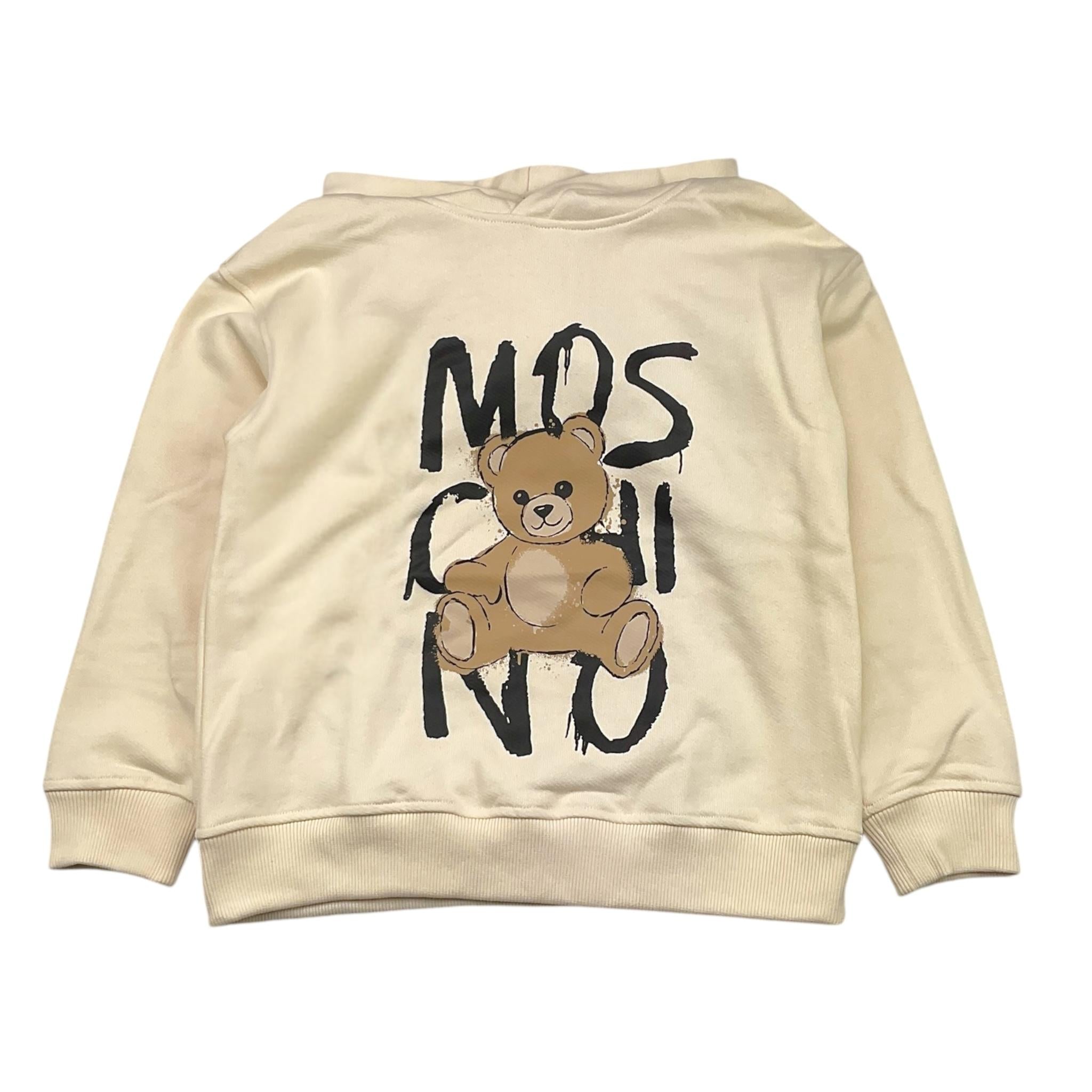 MOSCHINO felpa con cappuccio tinta unita con stampa Beige per Bambino HUF098 BEIGE MOSCHINO