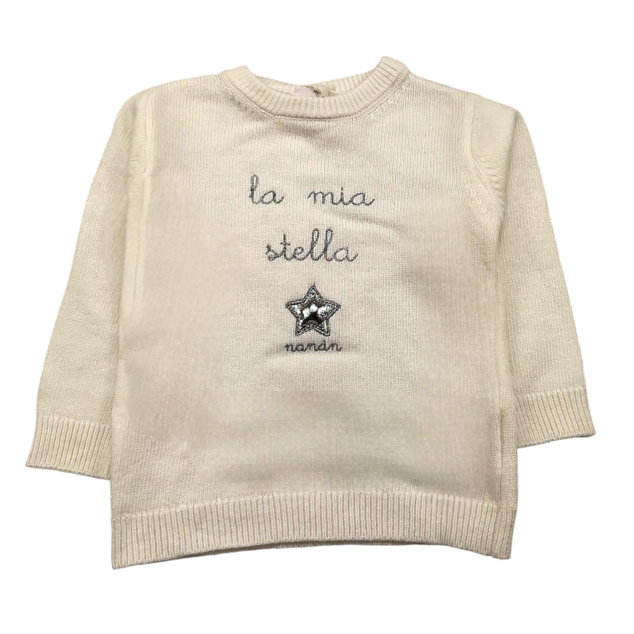 NANAN maglia girocollo tinta unita con ricami Panna per Bambina I2342736P PANNA NANAN