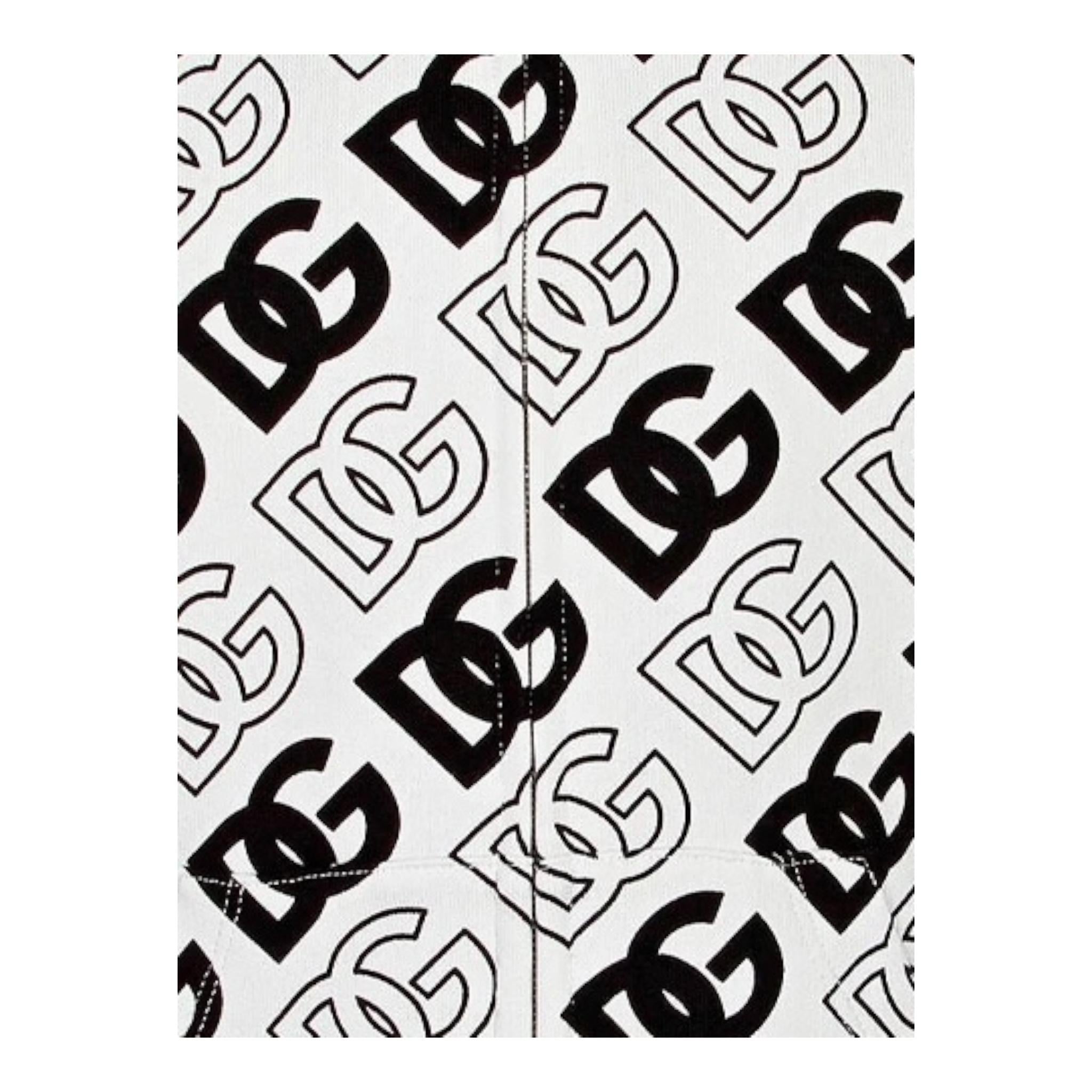 DOLCE & GABBANA felpa bicolore con zip e cappuccio logata Bianco/nero per Bambino L4JWCK BIANCO/NERO DOLCE & GABBANA