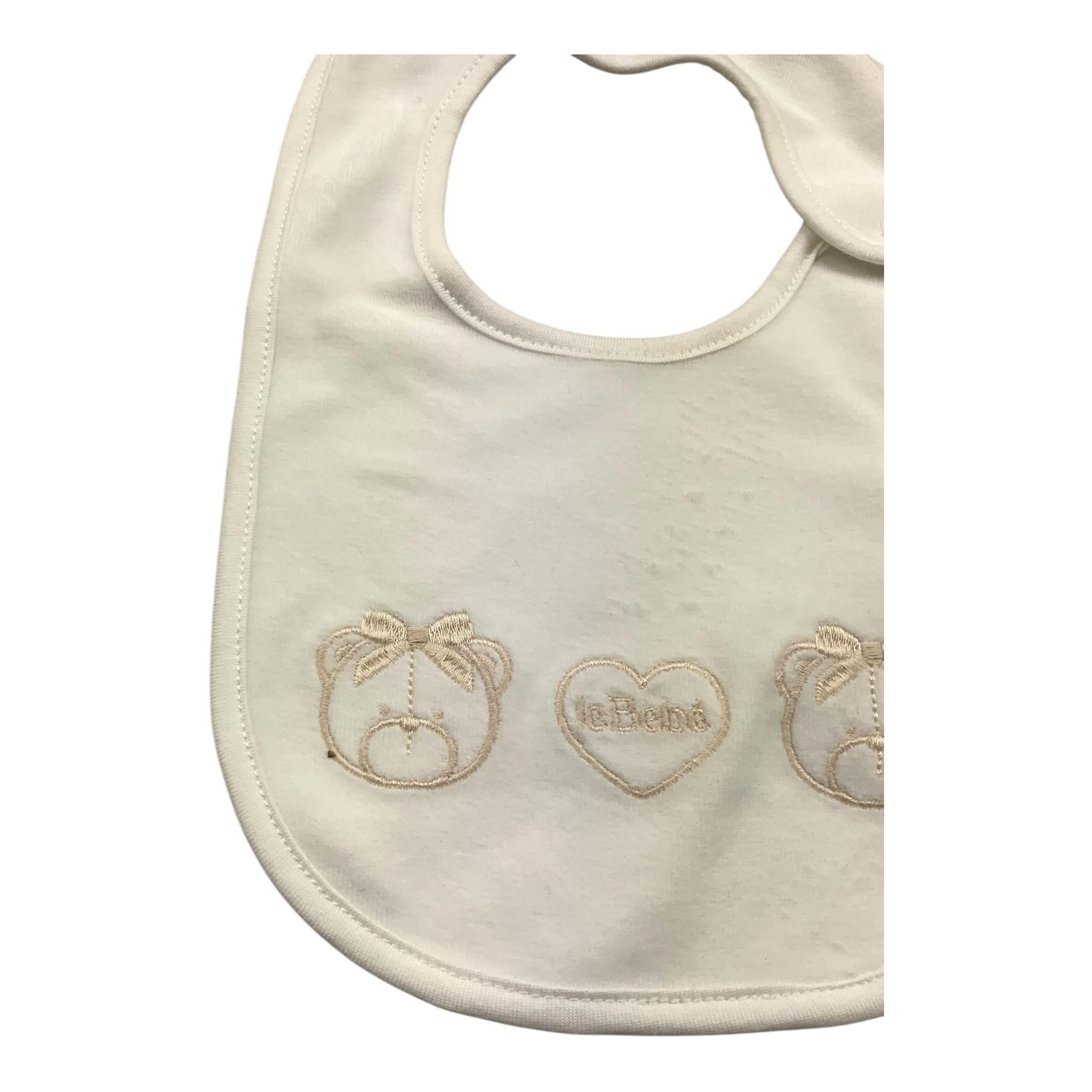 LE BEBE' bavetta tinta unita con stampe orsi Bianco per Neonata LBG5939 BIANCO LE BEBE'