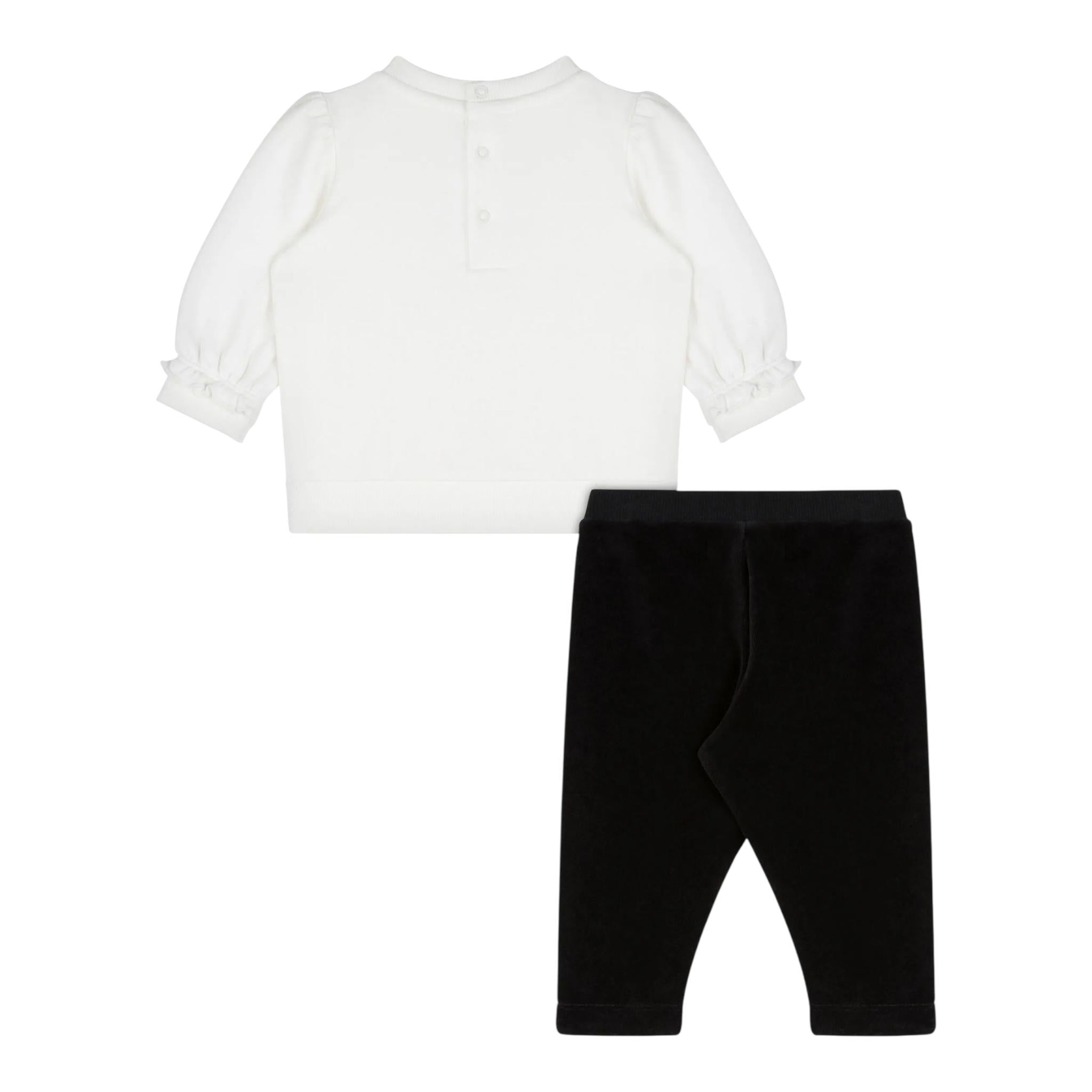 MOSCHINO completo 2 pezzi felpa-leggins in velluto Bianco/nero per Neonata MDK02XX BIANCO/NERO MOSCHINO