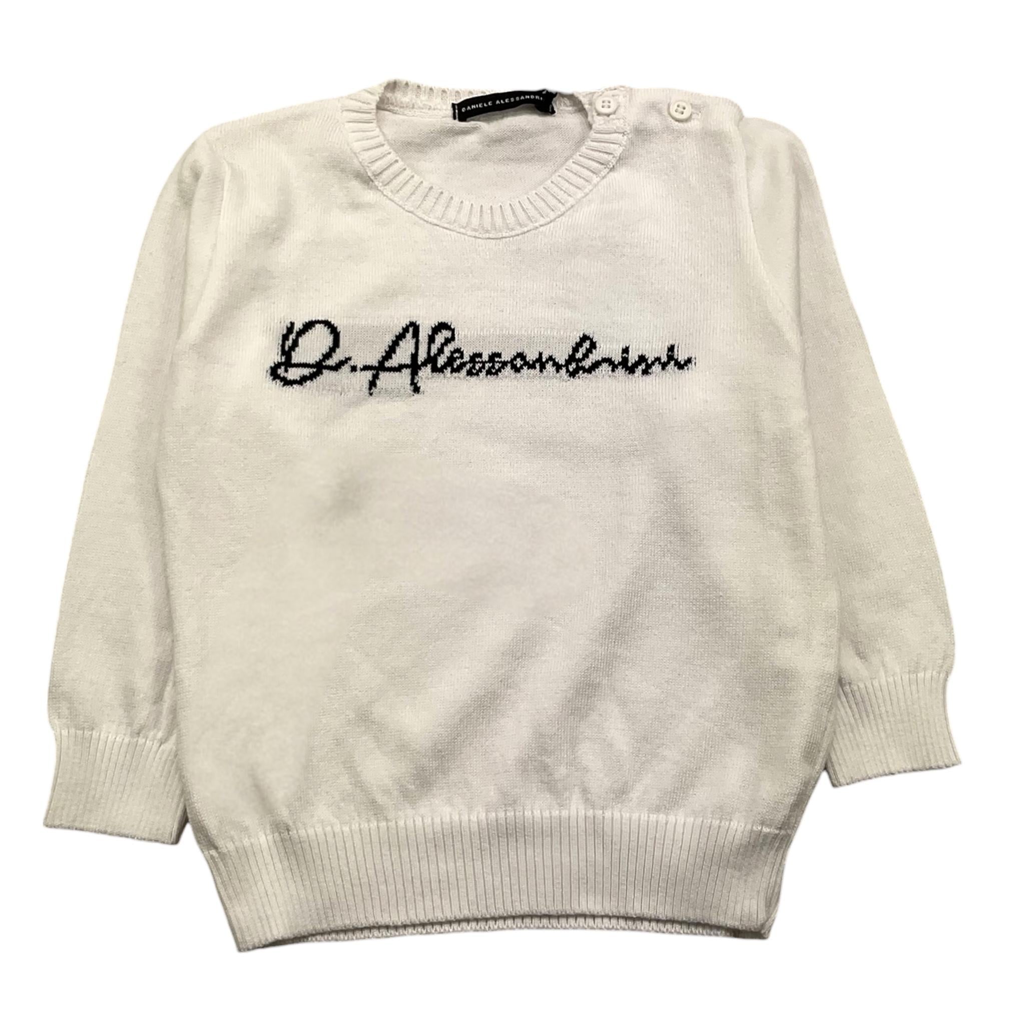 DANIELE ALESSANDRINI maglia girocollo tinta unita con stampa Bianco per Bambino 1291W00040XX BIANCO DANIELE ALESSANDRINI