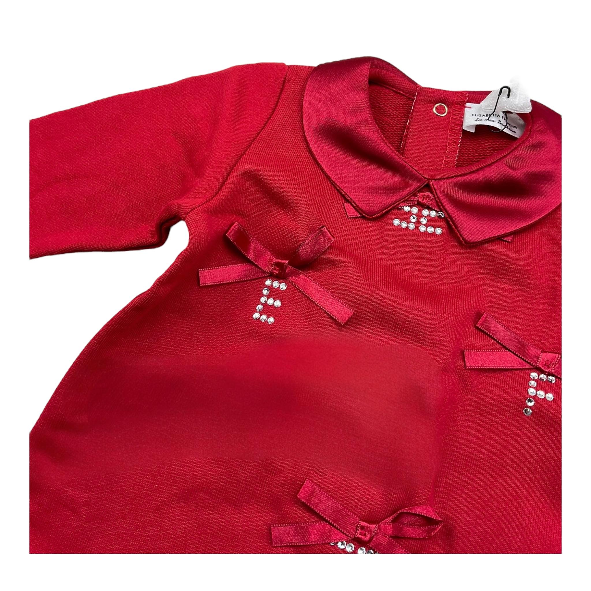 ELISABETTA FRANCHI tutina manica lunga tinta unita con fiocchi Rosso per Neonata ENTU103 ROSSO ELISABETTA FRANCHI