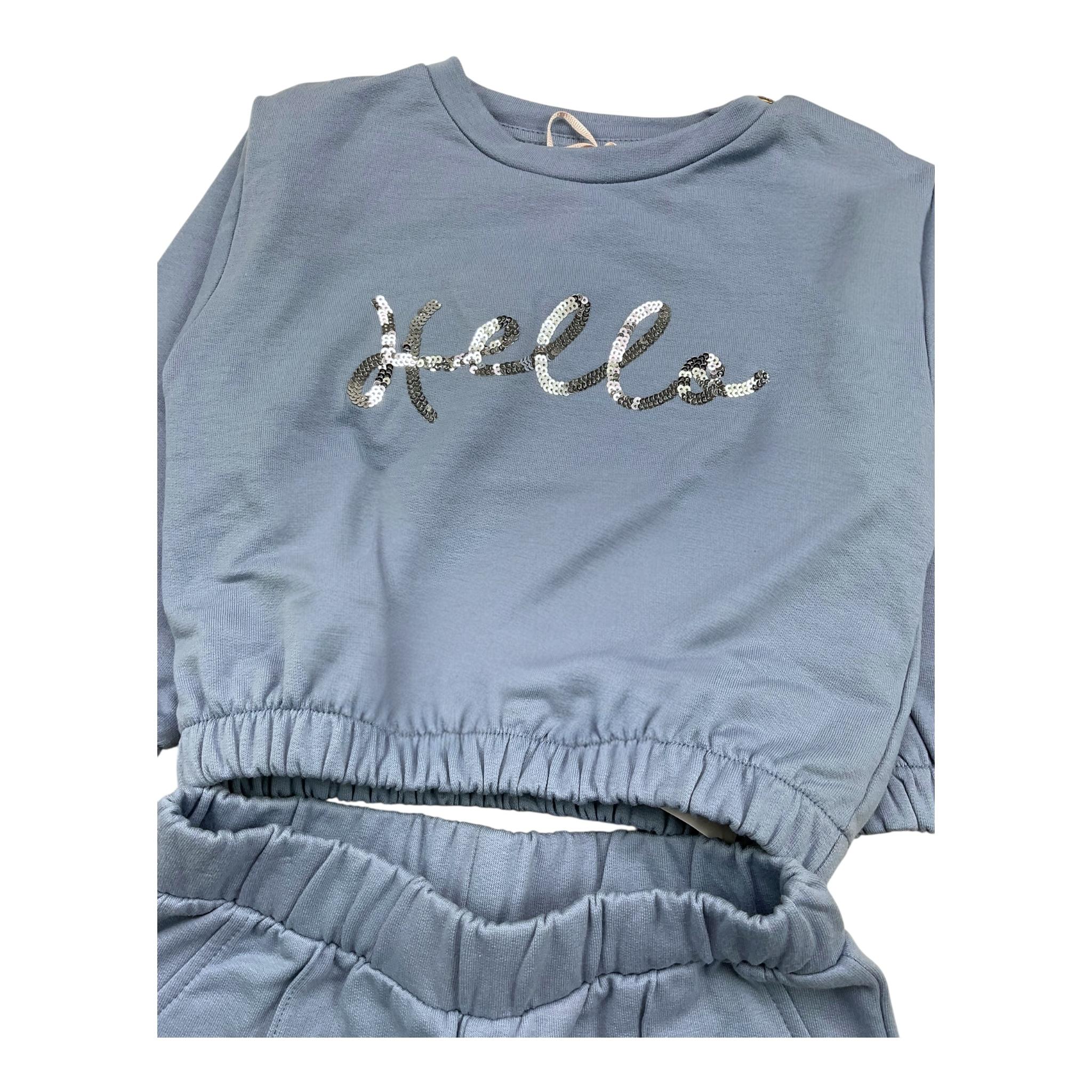 PLEASE completo 2 pezzi felpa-pantalone tinta unita Azzurro per Neonata KT25042G65 AZZURRO PLEASE
