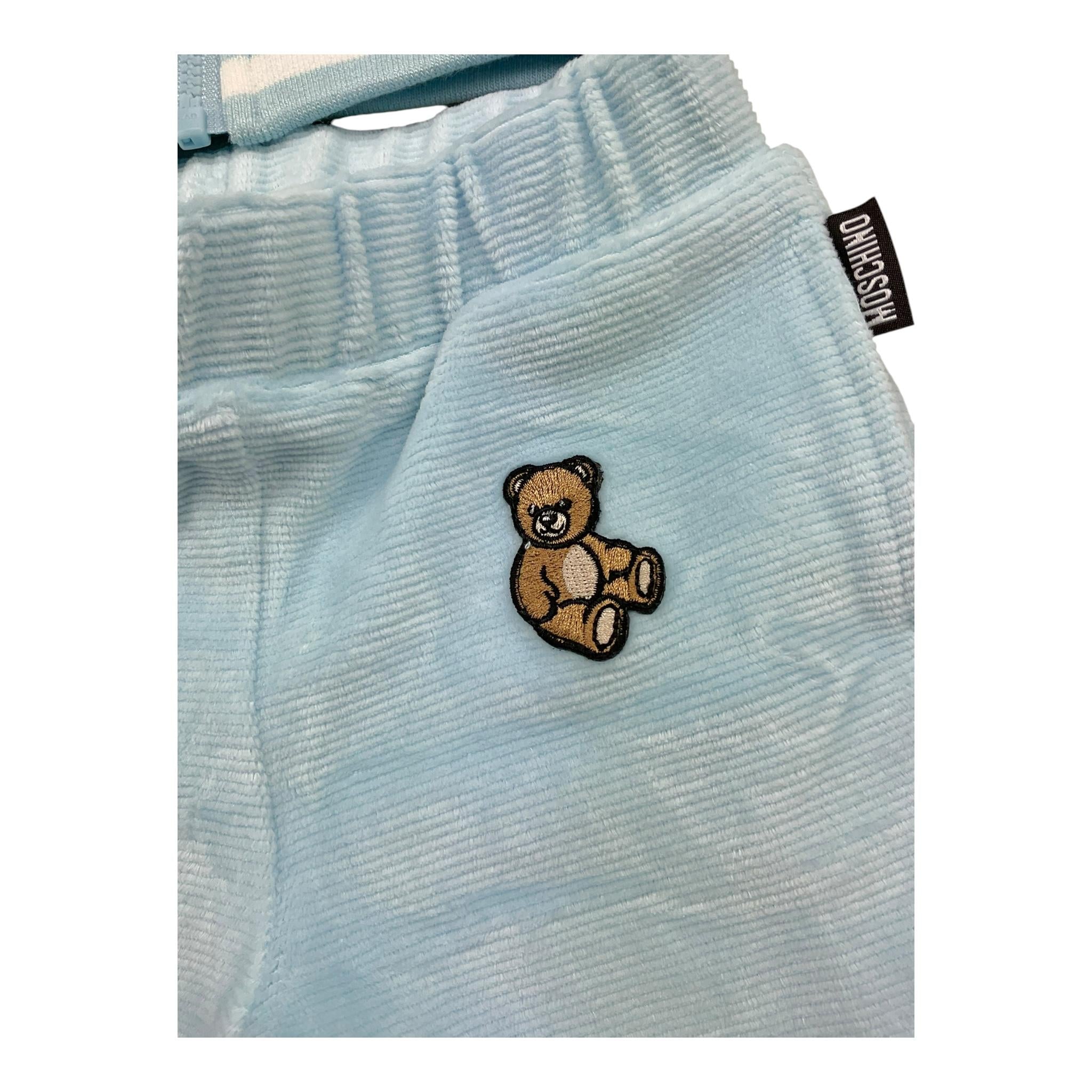 MOSCHINO completo 2pz felpa-pantalone tinta unita con logo Azzurro per Neonato MUK05A AZZURRO MOSCHINO