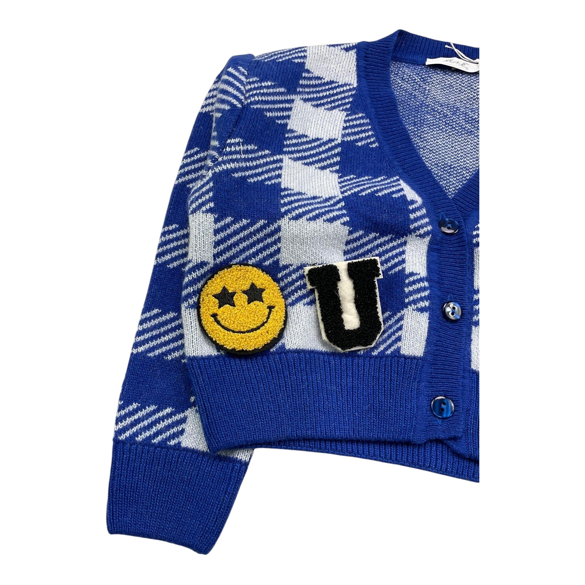 M+E' cardigan bicolore fantasia quadri Blu per Bambina UE0535 BLU M+E'