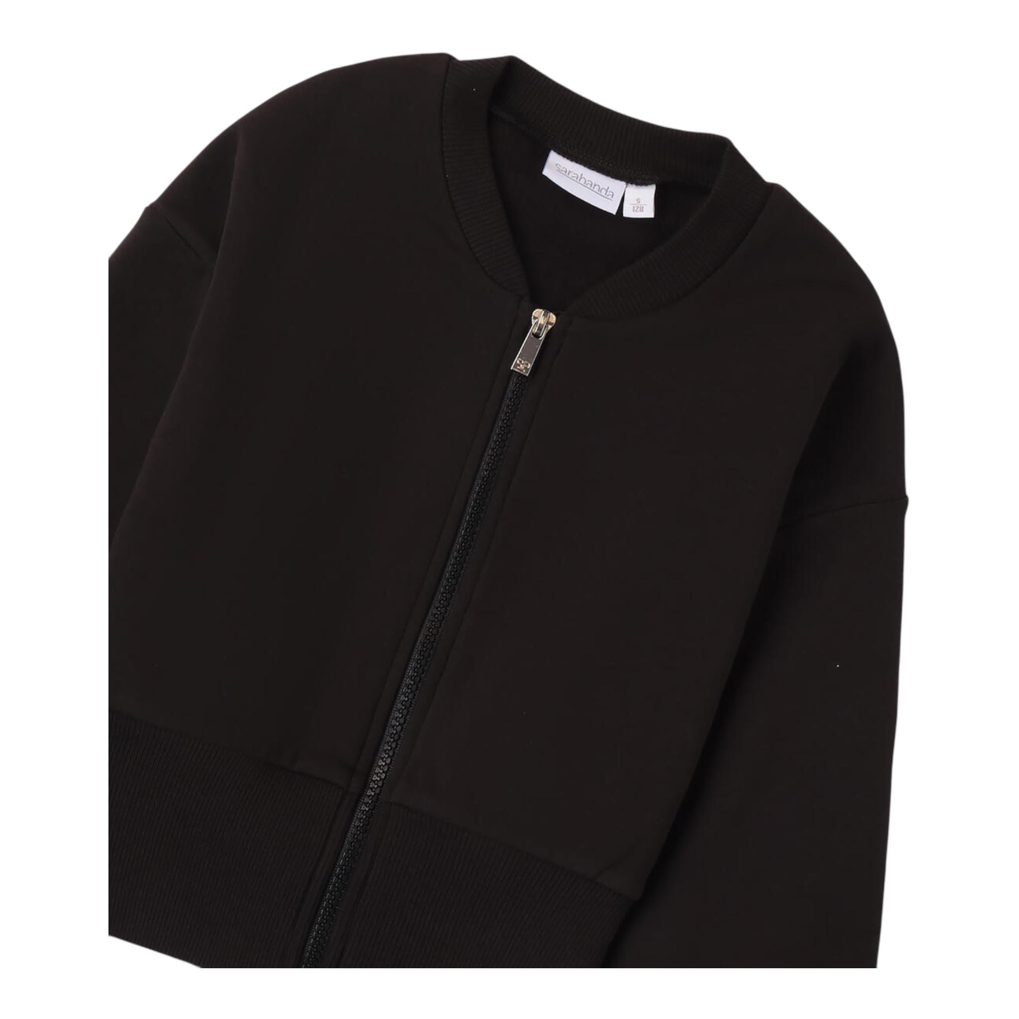 SARABANDA felpa con zip tinta unita Nero per Bambina A665 NERO SARABANDA