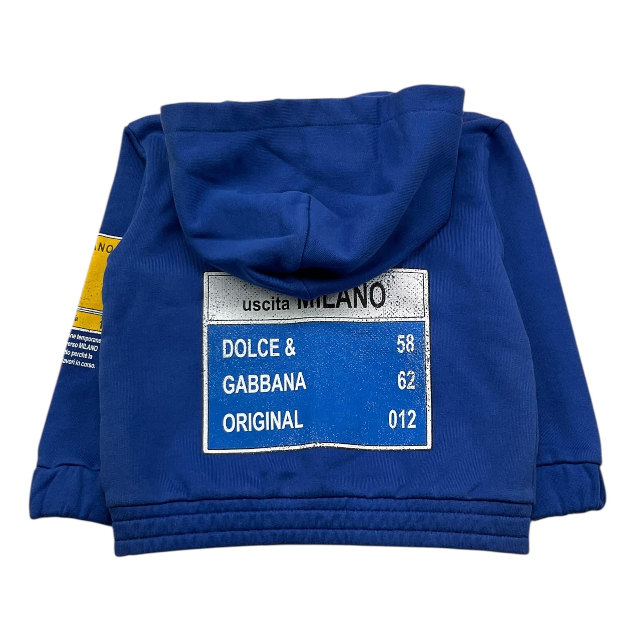 DOLCE & GABBANA felpa con zip e cappuccio tinta unita con stampa Blu per Neonato L1WBE BLU DOLCE & GABBANA