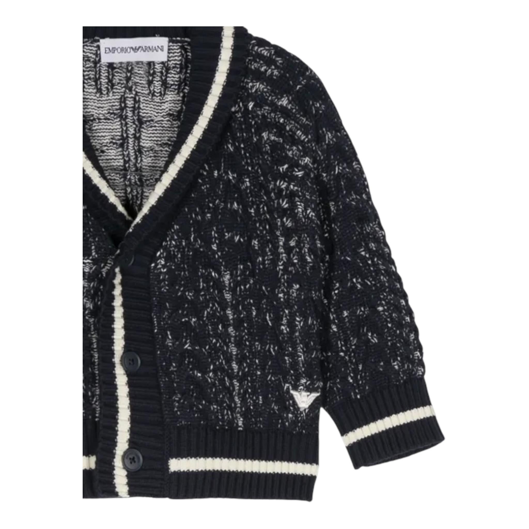 EMPORIO ARMANI cardigan tinta unita con profili in contrasto Blu per Neonato 6DHM62 BLU EMPORIO ARMANI