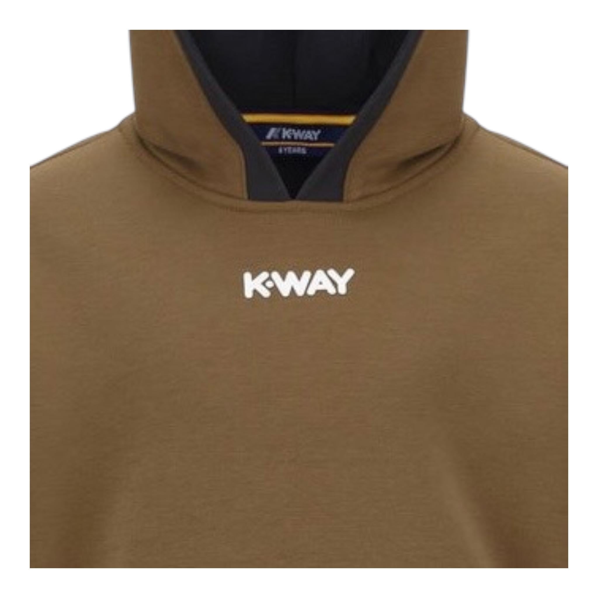 K-WAY felpa bicolore con cappuccio e logo Marrone per Bambino K81389W MARRONE K-WAY