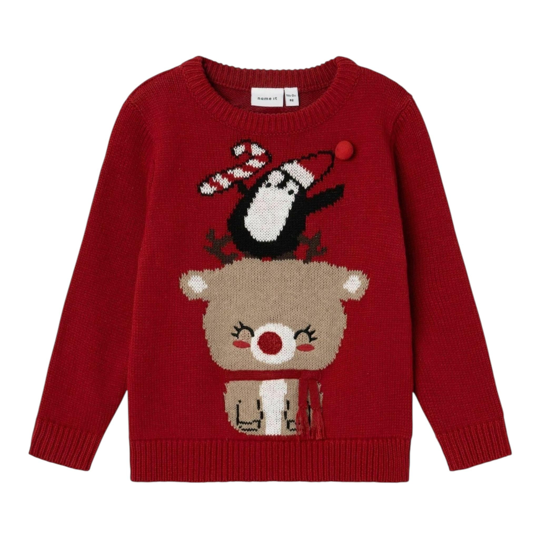 NAME IT maglia girocollo tinta unita con ricami Rosso per Bambino 13235138 ROSSO NAME IT
