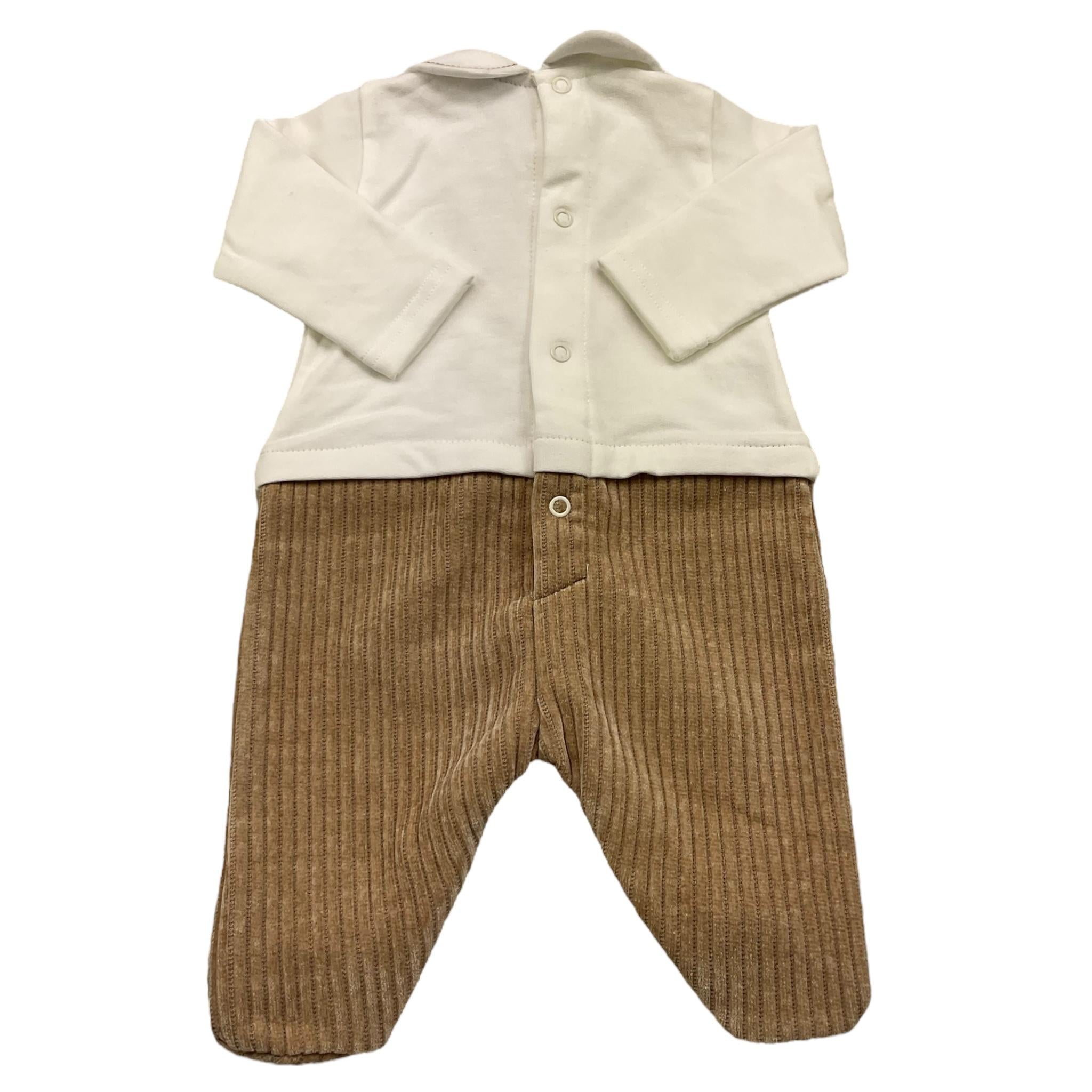 MARLU' tutina bicolore con stampa Bianco/beige per Neonato IB5714 BIANCO/BEIGE MARLU'