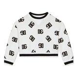 DOLCE & GABBANA felpa tinta unita girocollo con stampa logata Bianco per Bambina L5JW7K BIANCO DOLCE & GABBANA