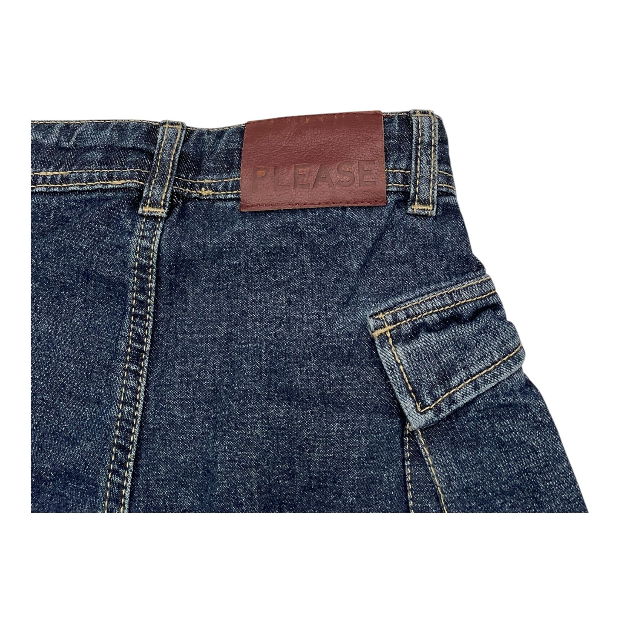 PLEASE jeans tinta unita modello palazzo Blu per Bambina PHV9W17B6 BLU PLEASE