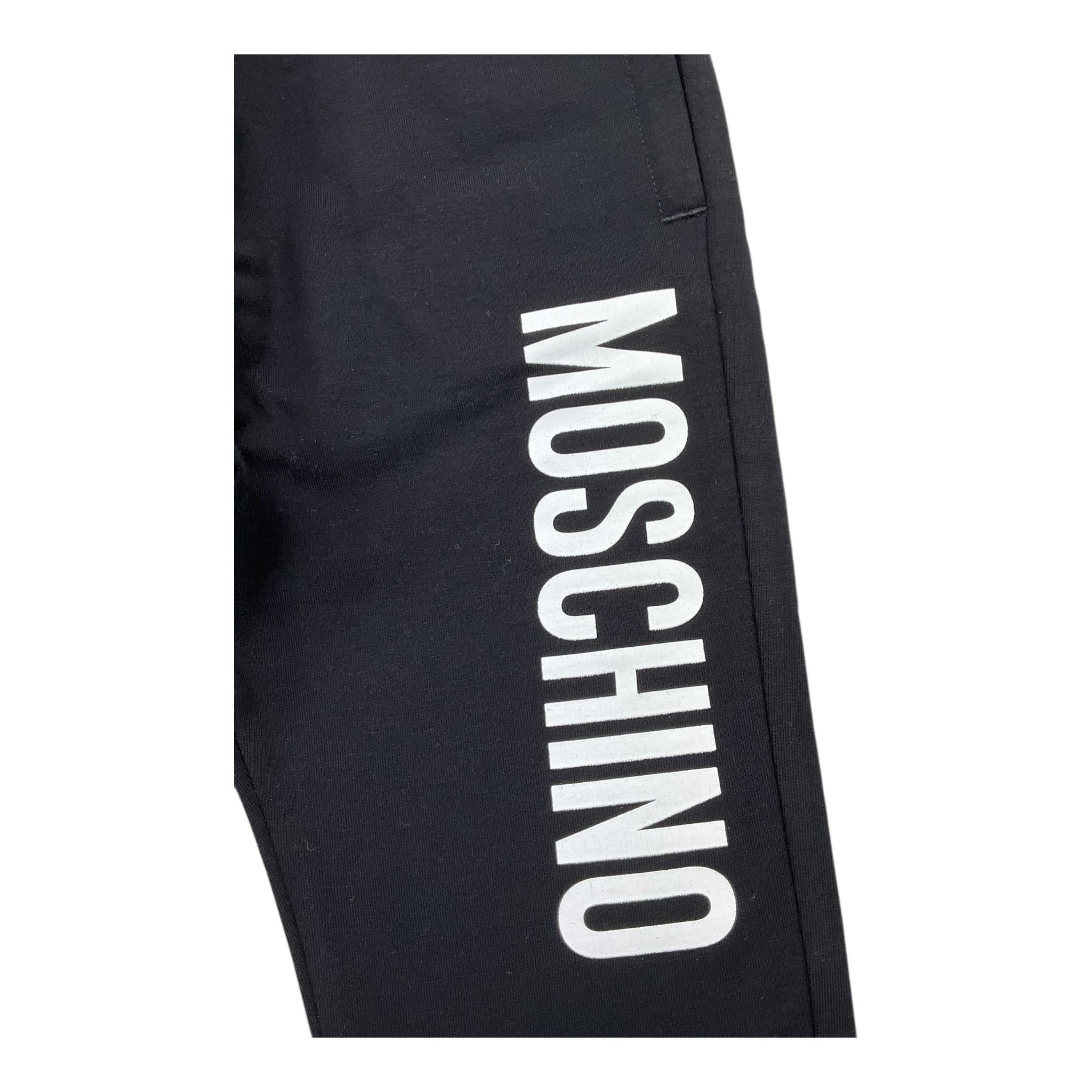 MOSCHINO pantalone tinta unita con logo Nero per Bambino HUP086X NERO MOSCHINO