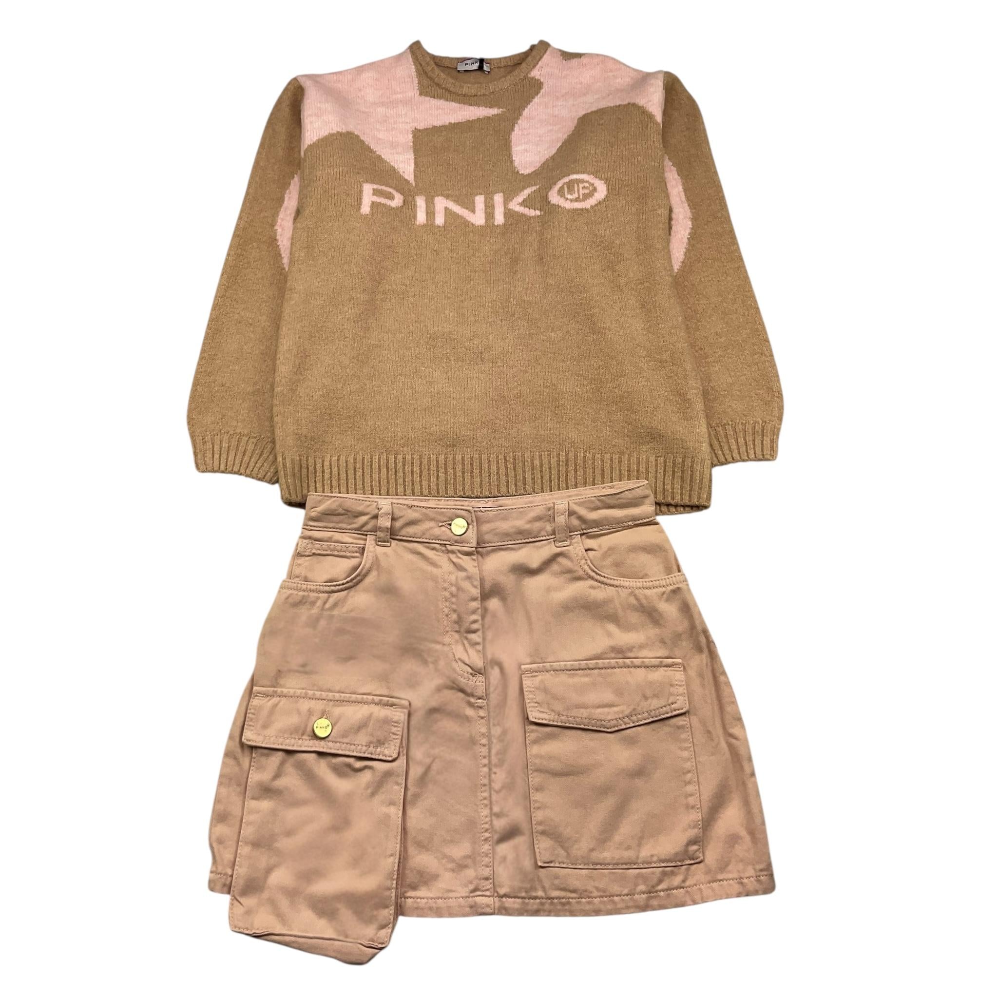 PINKO complet 2 pezi maglia-gonna Rosa/beige per Bambina F4PIJGJP0799 ROSA/BEIGE PINKO